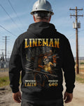Lineman Protected By Faith Powered By God Hoodie