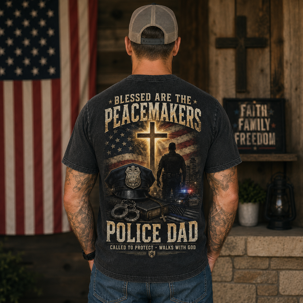 Blessed Are The Peacemakers Police Dad T-Shirt