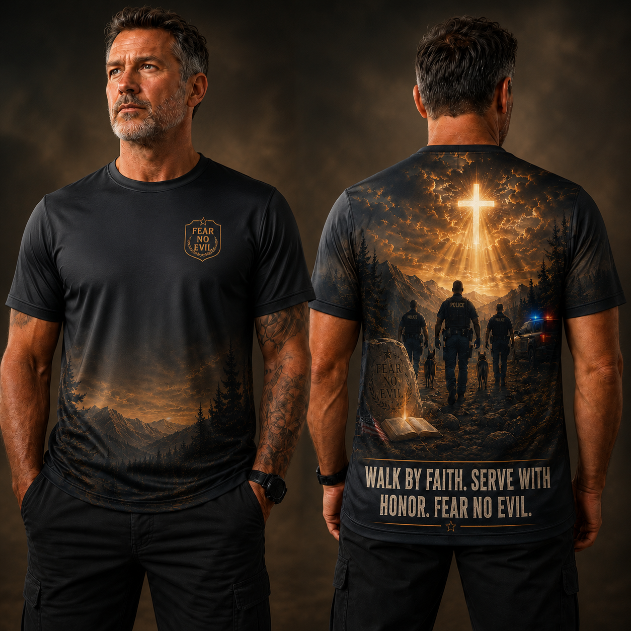 Walk By Faith. Serve With Honor. Fear No Evil T-Shirt