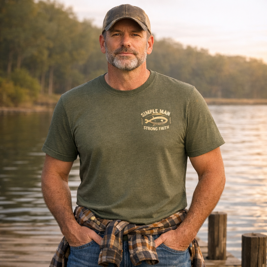 I Am A Simple Man I Like Fishing And I Believe In Jesus T-Shirt