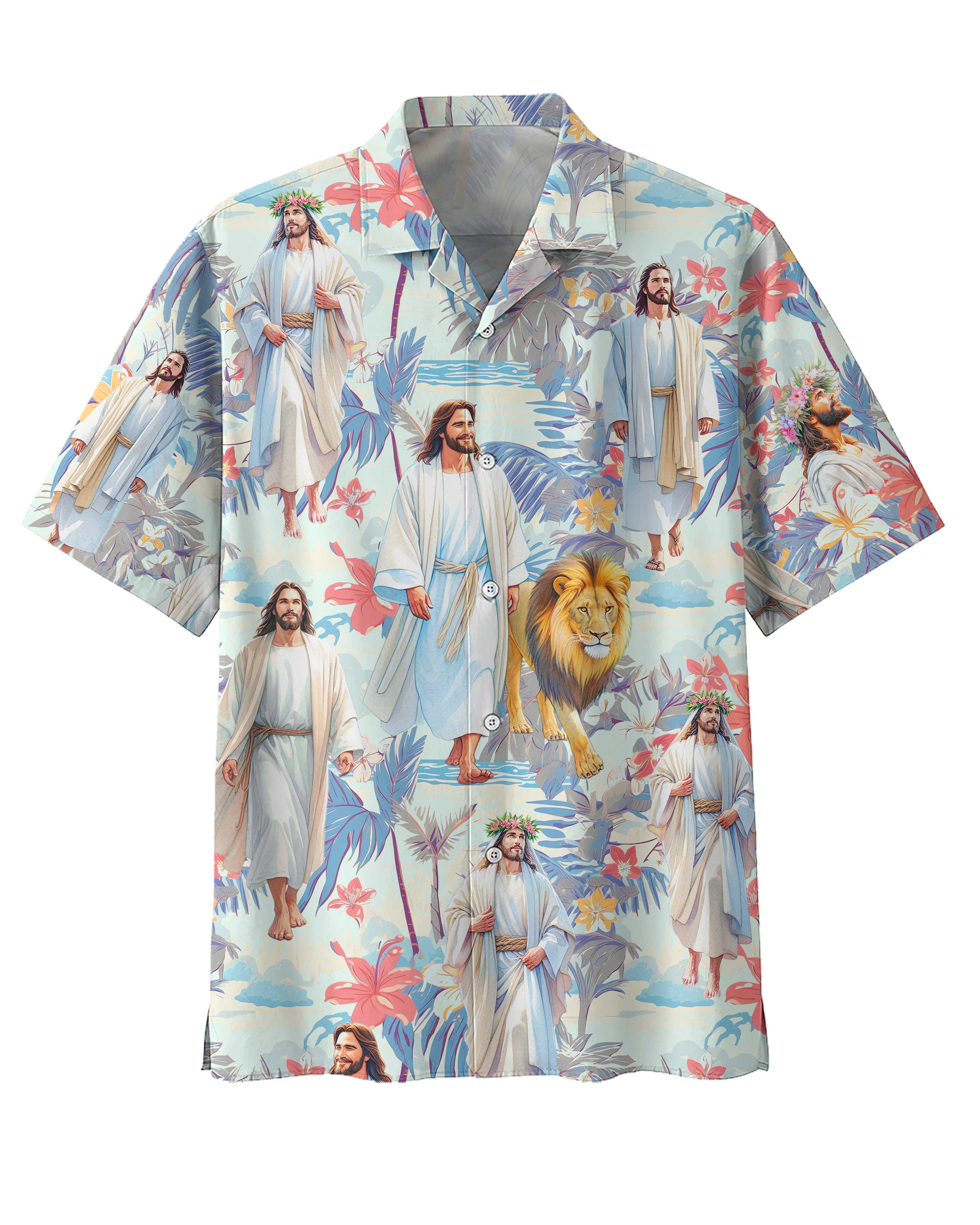 Jesus and Lion Tropical Hawaiian T-Shirt