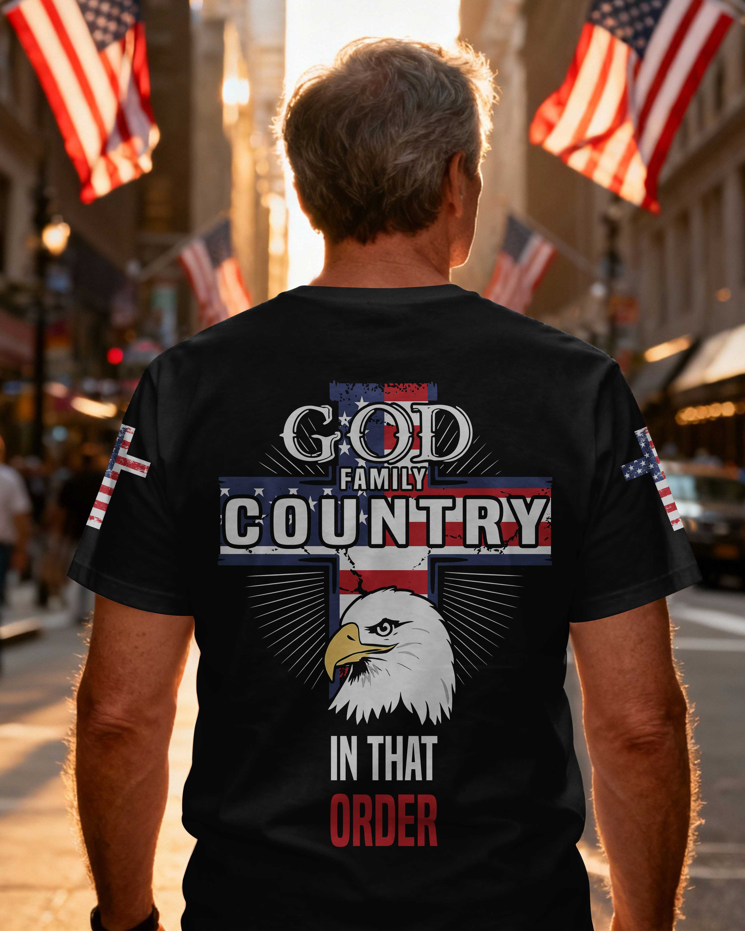 God Family Country In That Order All Over Print T-Shirt