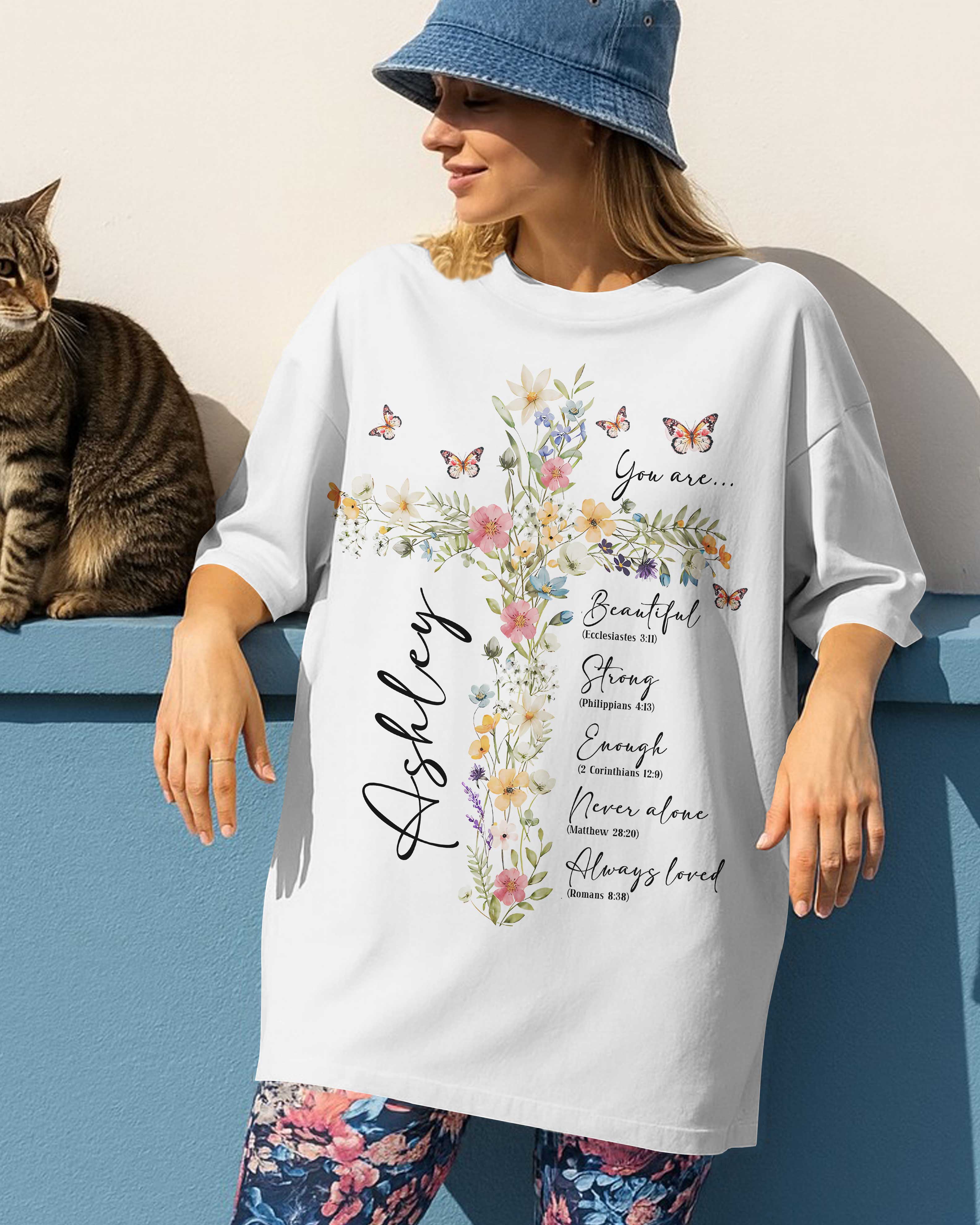 Personalized You Are T-Shirt, Floral Christian Gift for Her, Gift For Catholics
