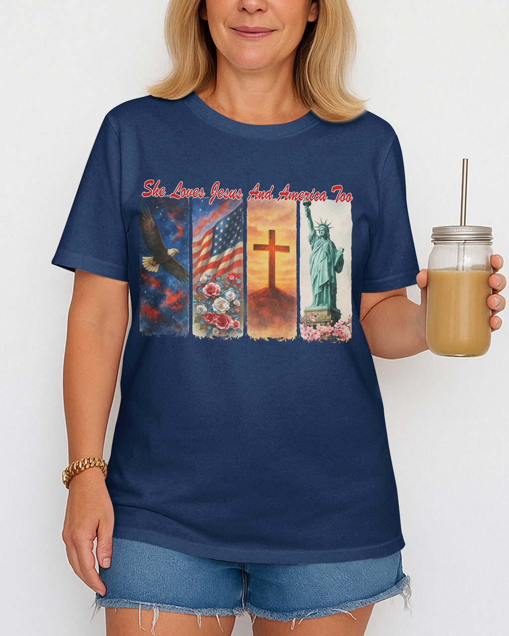 She Loves Jesus and America Too T-Shirt