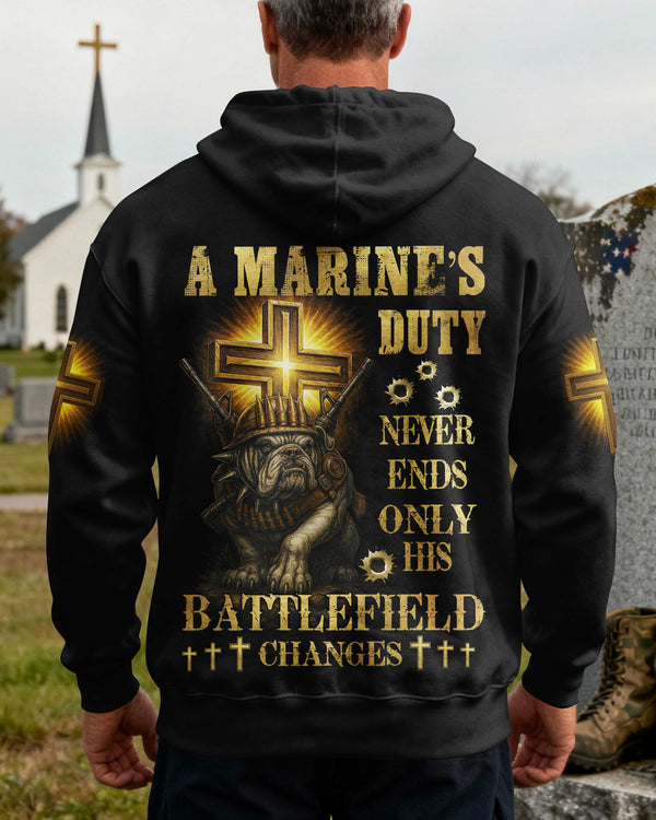 A Marine's Duty Never Ends Only His Battlefield Changes Hoodie