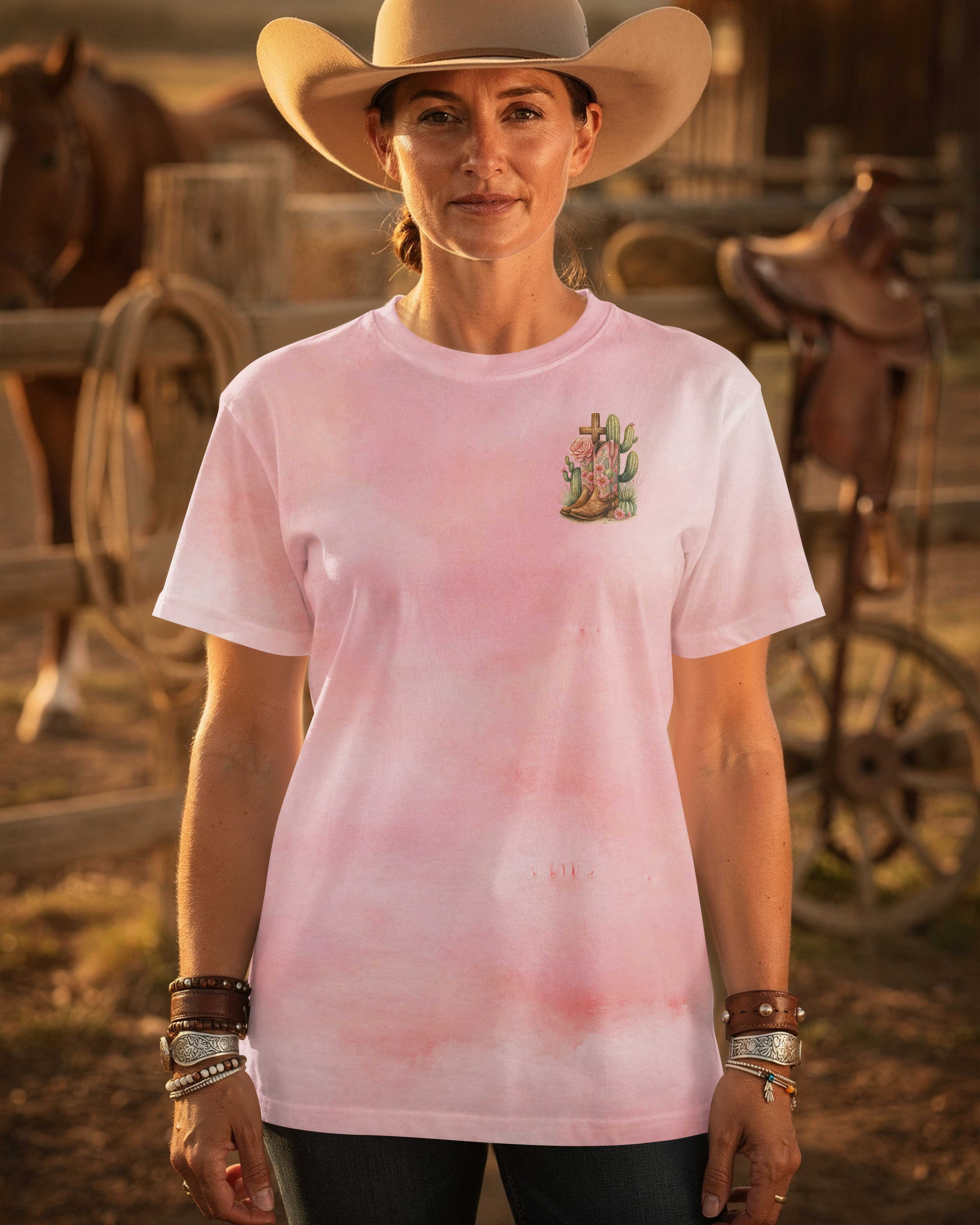 Cowgirls Are God's Gentle Angels Their Boots Bloom With Grace T-Shirt