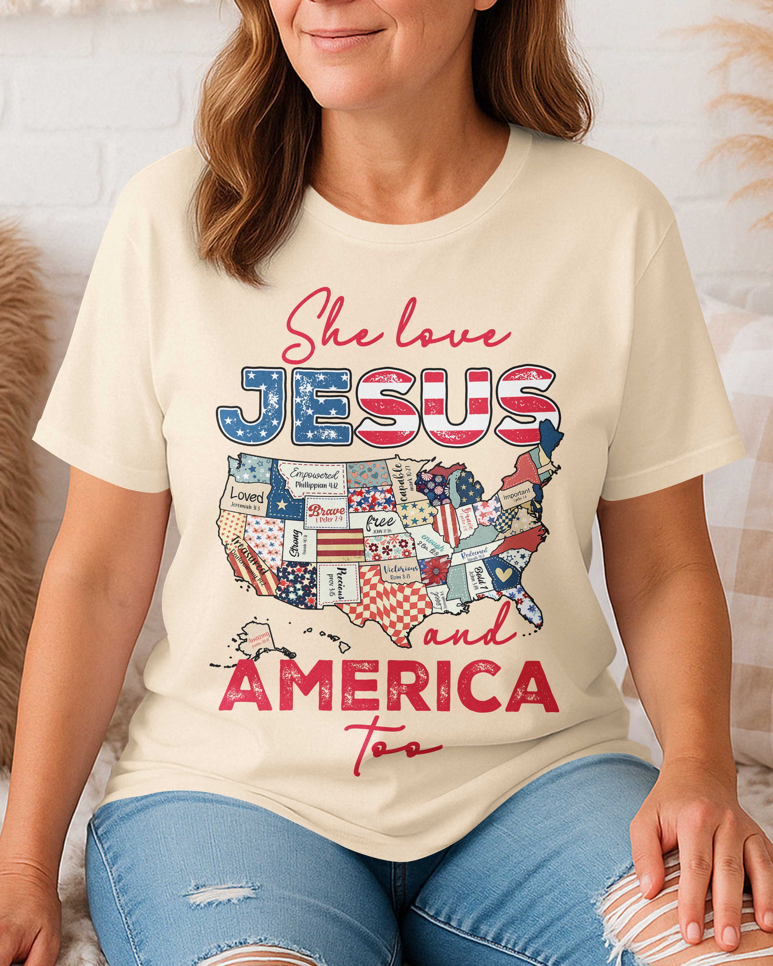 She Loves Jesus and America Too T-Shirt
