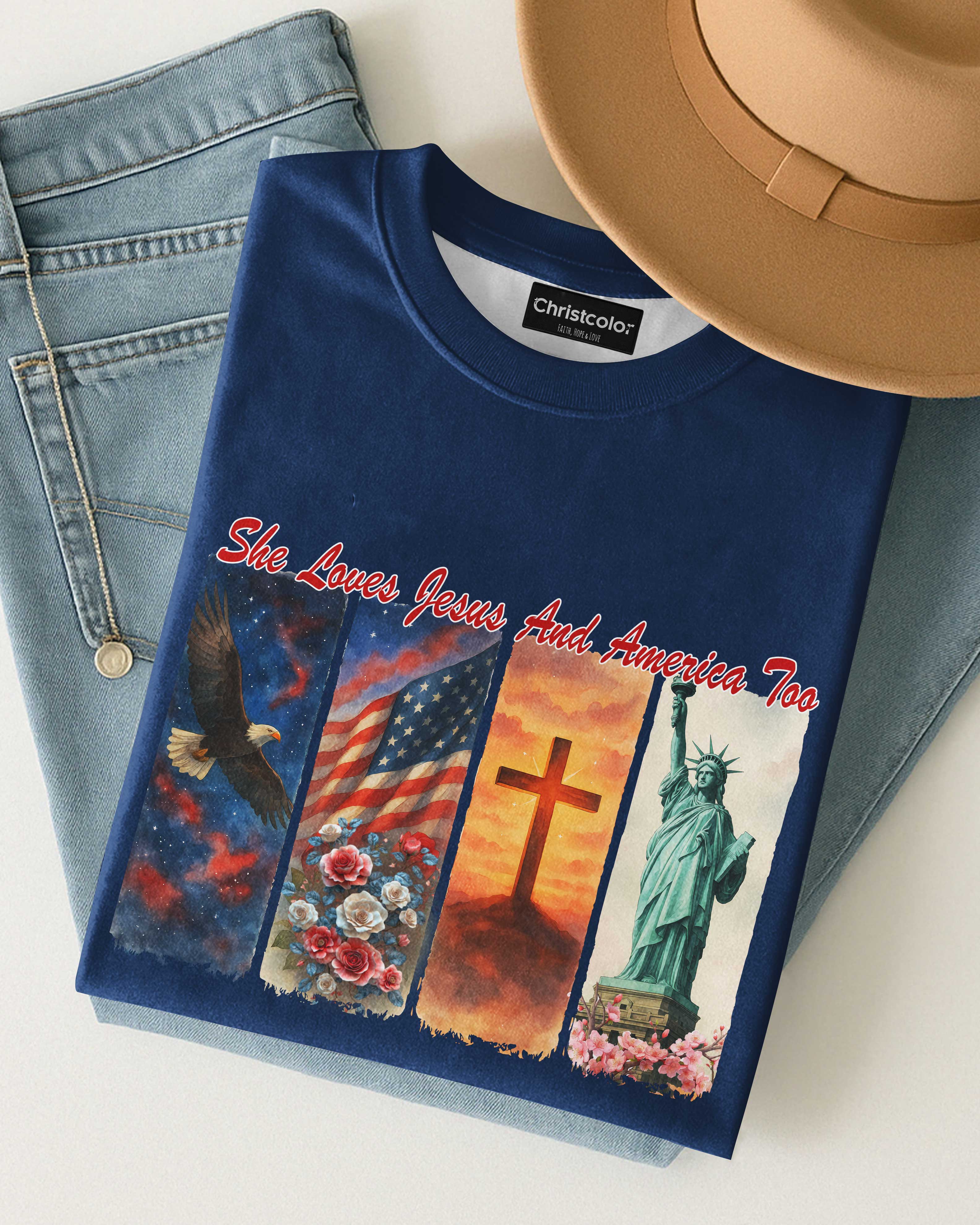 She Loves Jesus and America Too T-Shirt