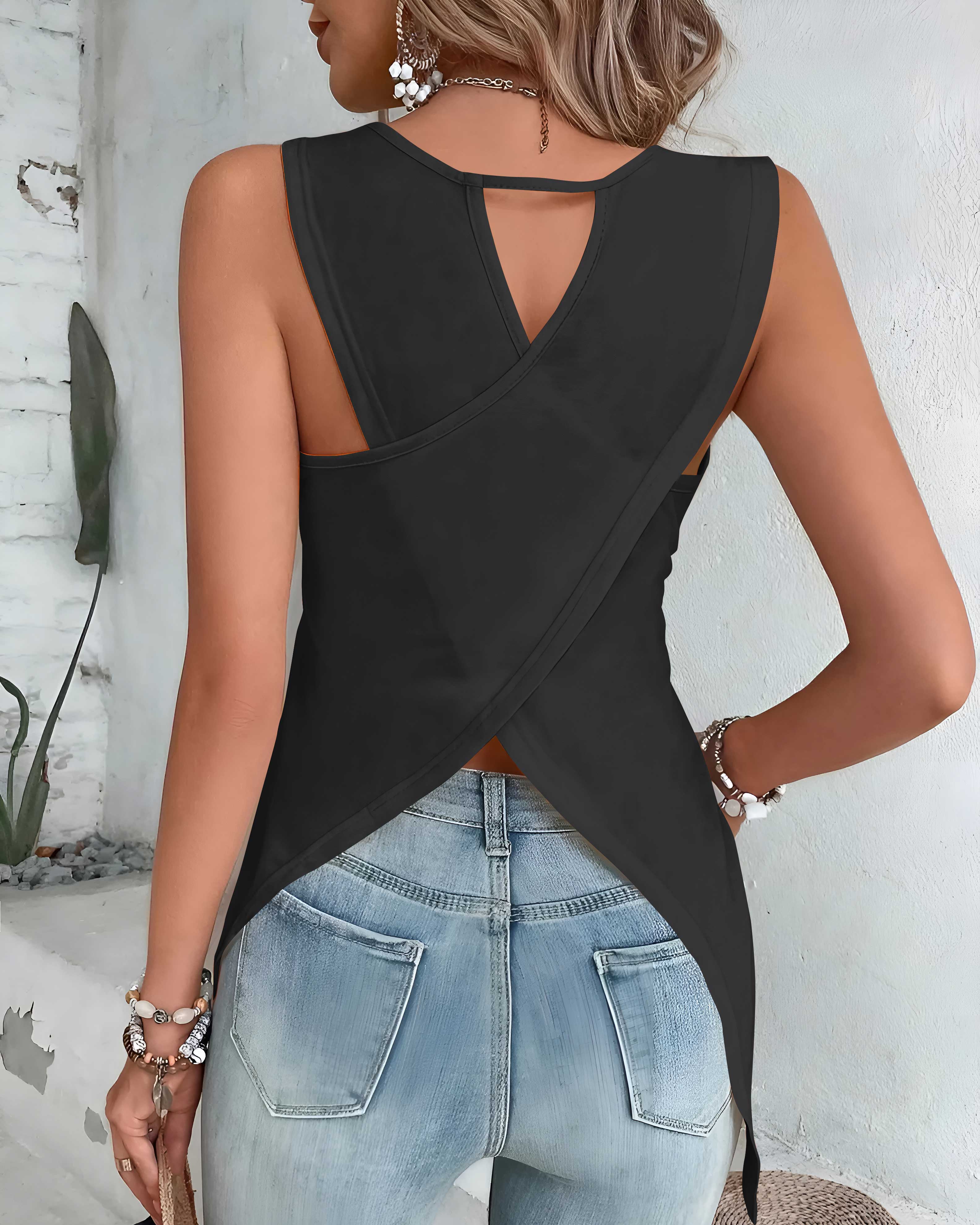 Look Back And Thank God Cut Out Wrap Back Tank Top