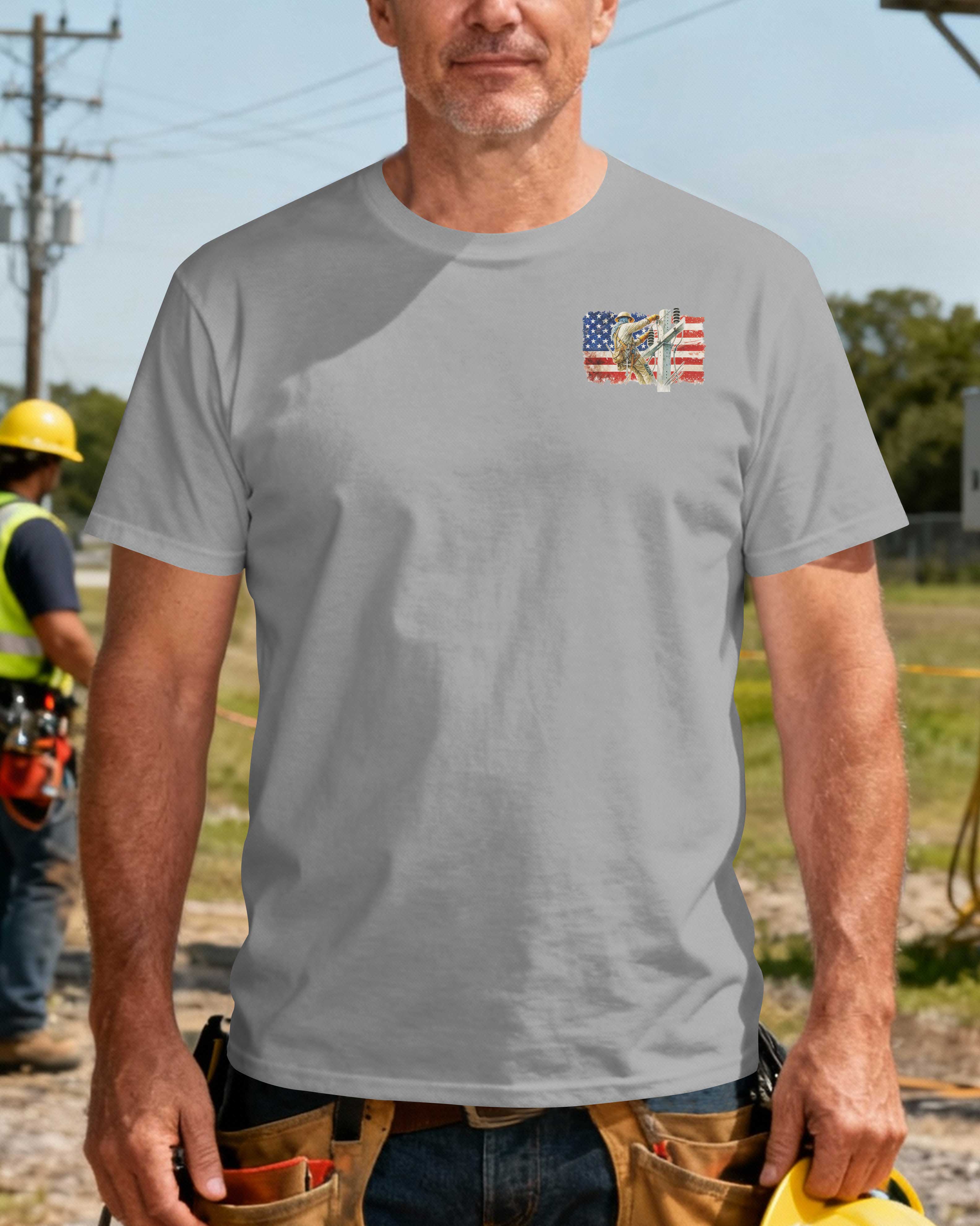 Retired Lineman Built By Grit Blessed By God T-Shirt
