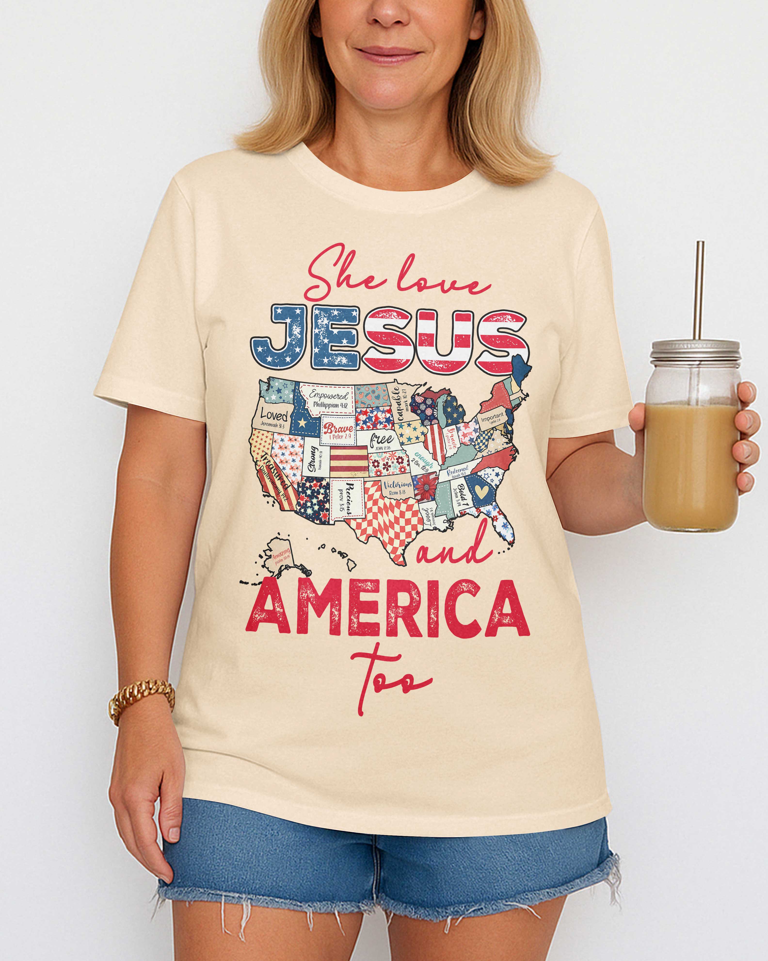 She Loves Jesus and America Too T-Shirt