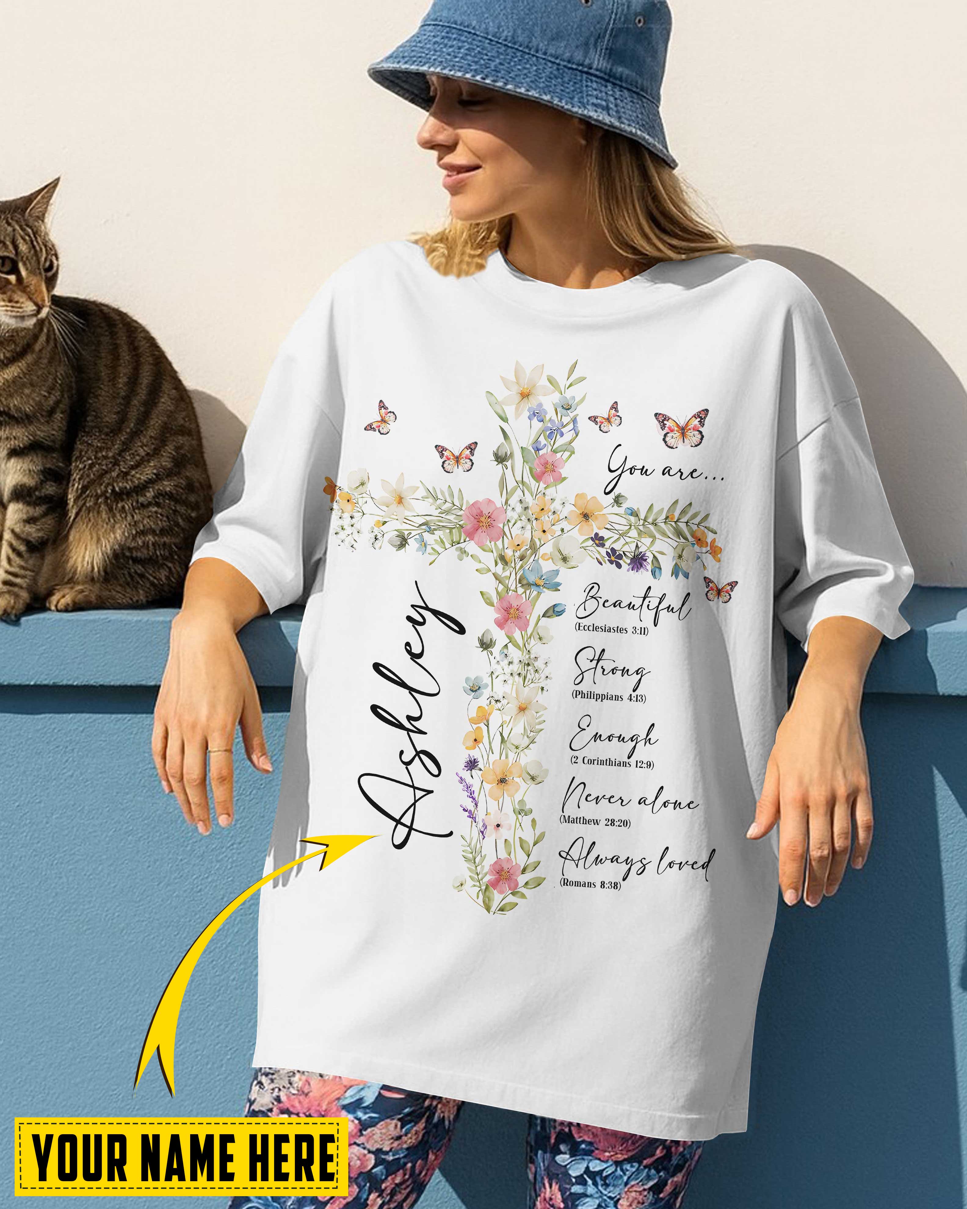 Personalized You Are T-Shirt, Floral Christian Gift for Her, Gift For Catholics