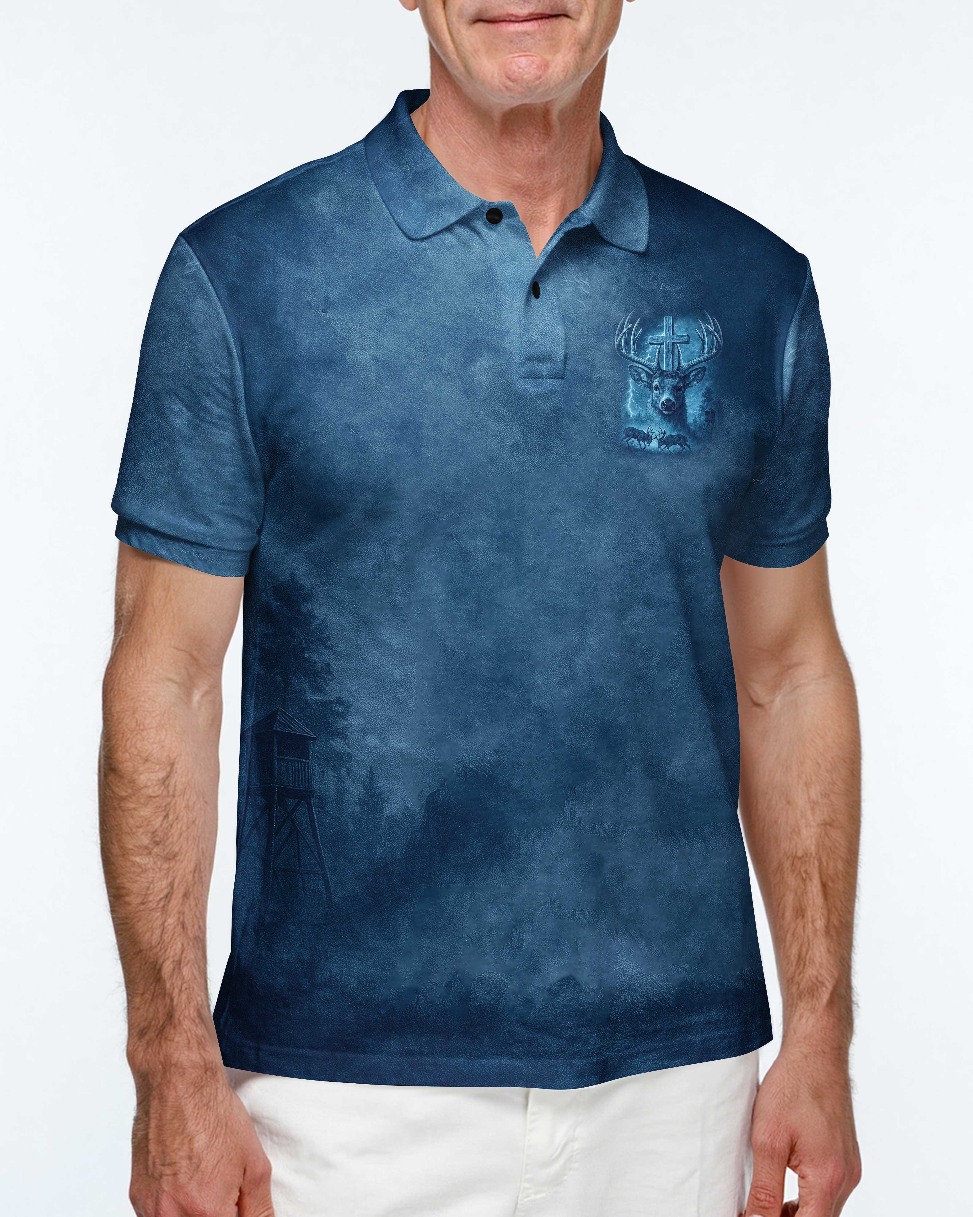 I've Got Hunting In My Veins And Jesus In My Heart Blue T-Shirt