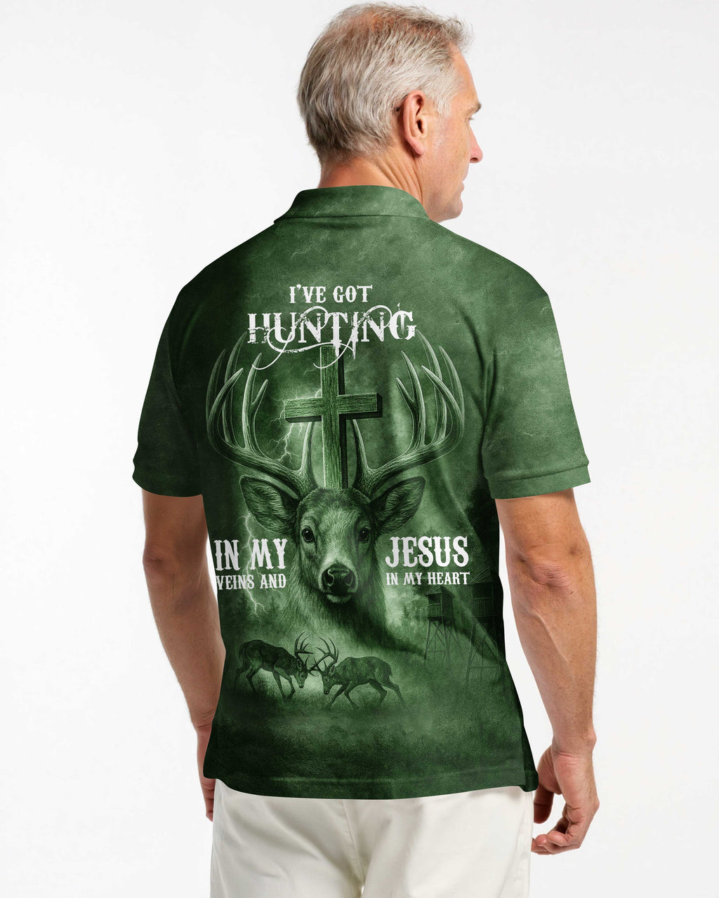 I've Got Hunting In My Veins And Jesus In My Heart Green T-Shirt