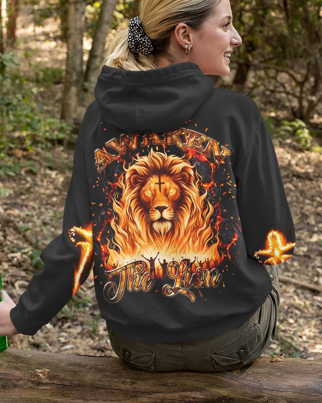 Awaken The Lion All Over Print Zip Hoodie - Christ Color
