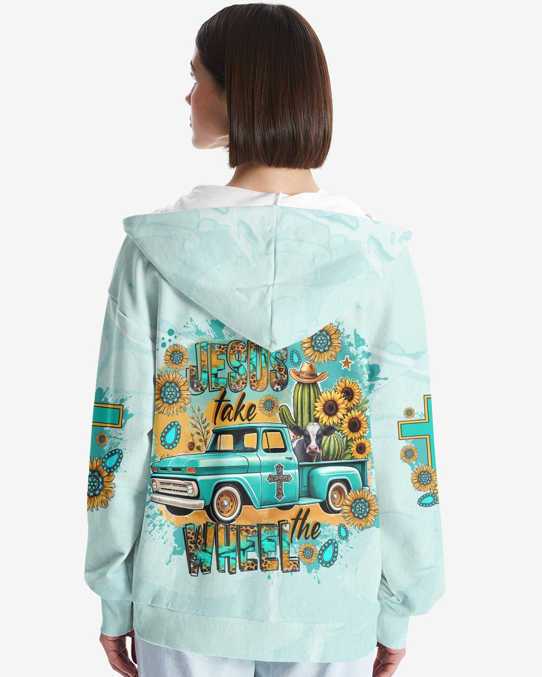 Jesus Take The Wheel All Over Print Zip Hoodie - Christ Color