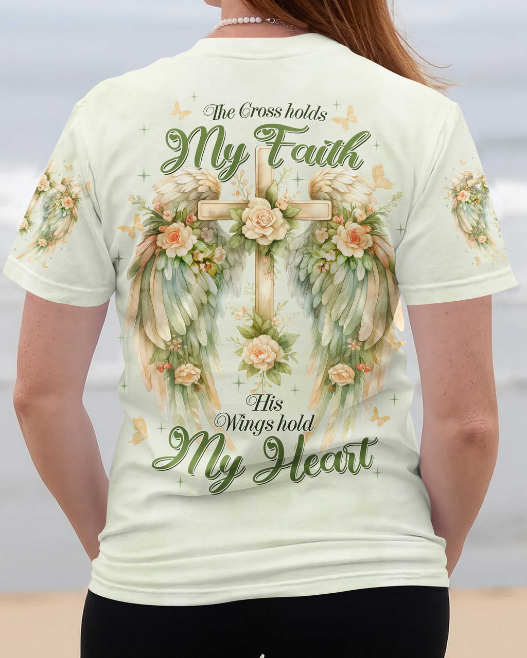 The Cross Holds My Faith His Wings Hold My Heart T-Shirt