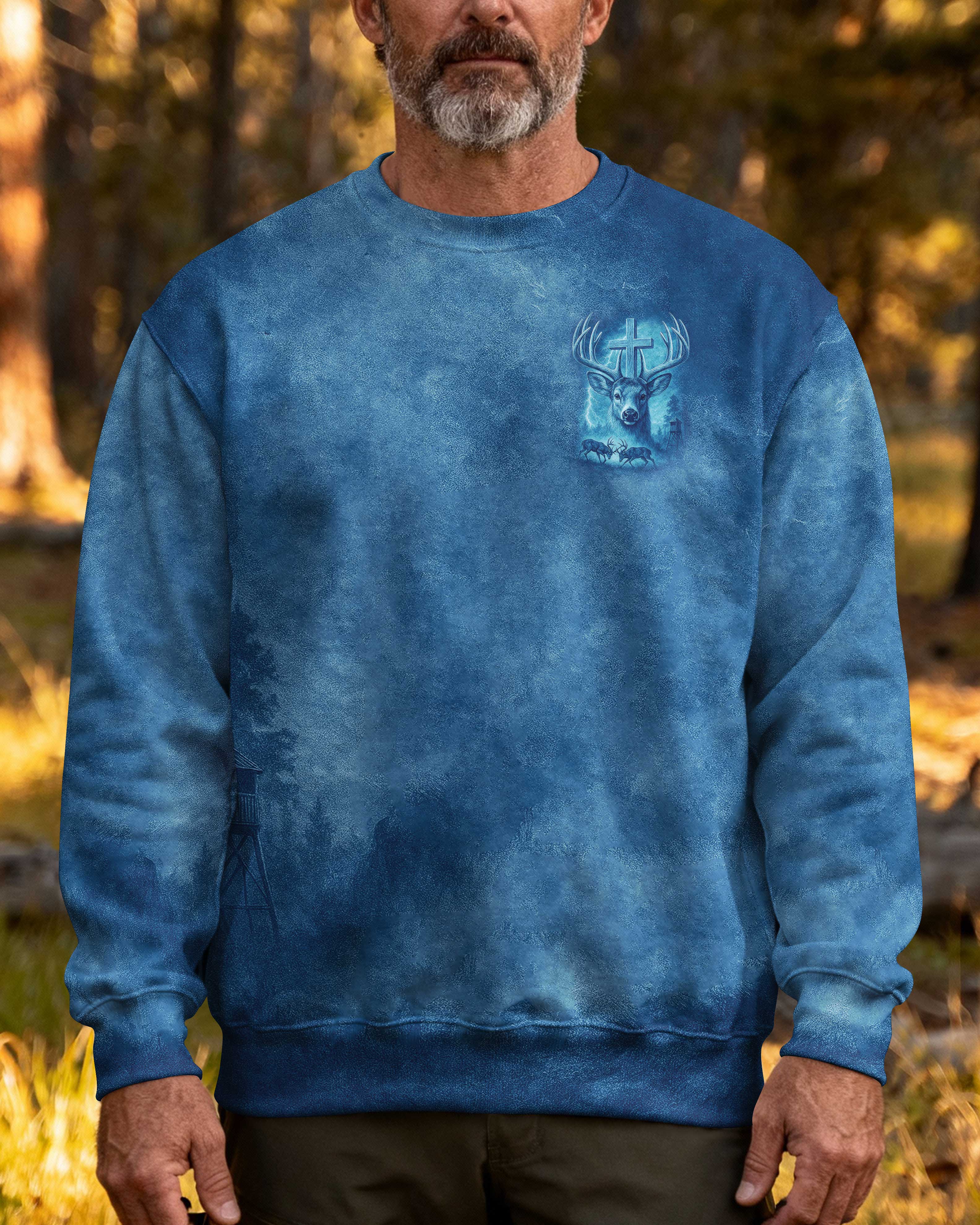 I've Got Hunting In My Veins And Jesus In My Heart Blue T-Shirt