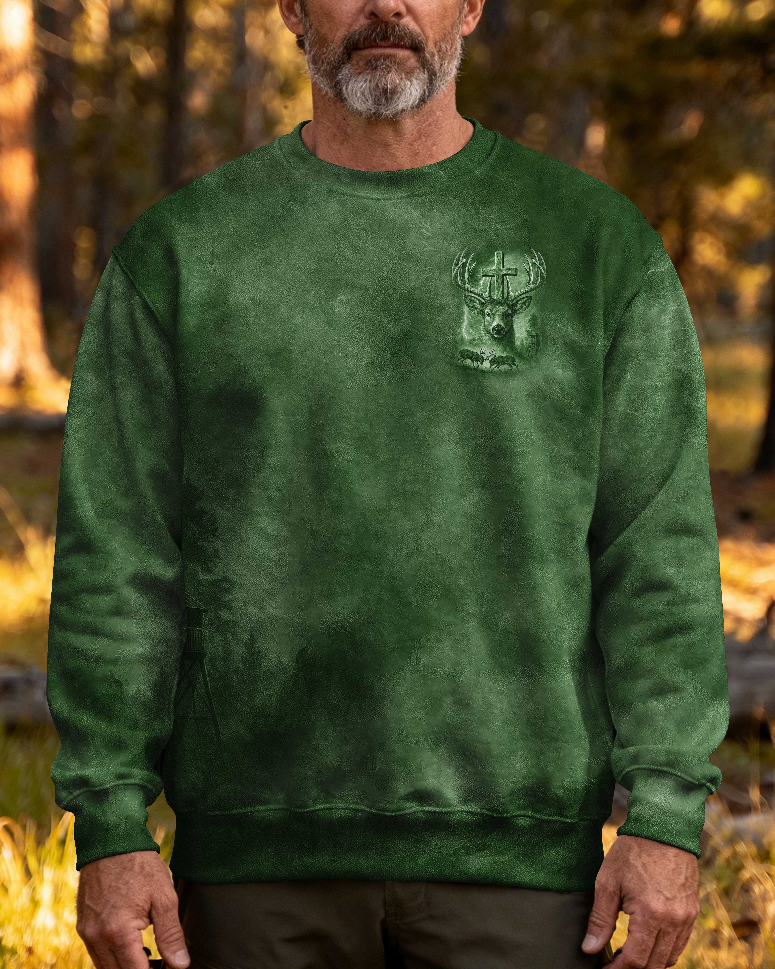 I've Got Hunting In My Veins And Jesus In My Heart Green T-Shirt