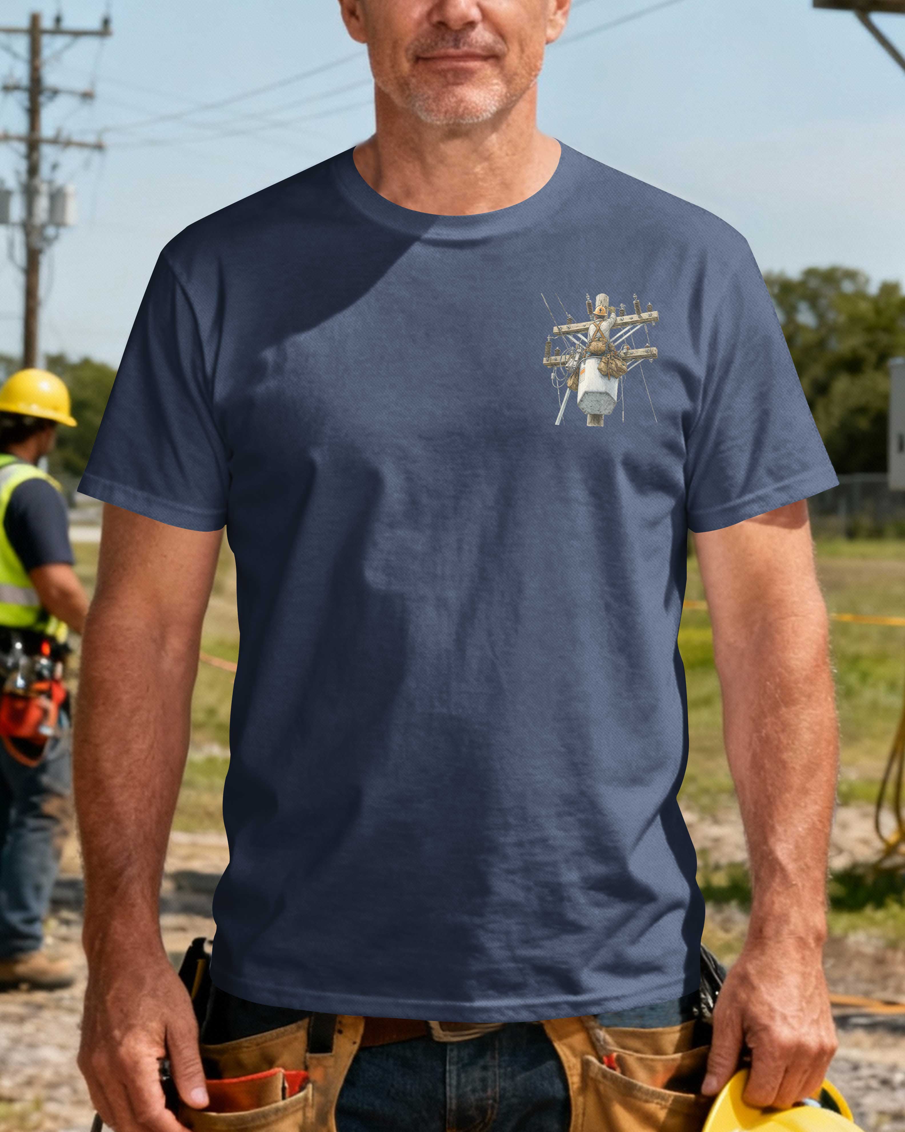 This Lineman Fixes What Storms Break With The Strength God Gives T-Shirt
