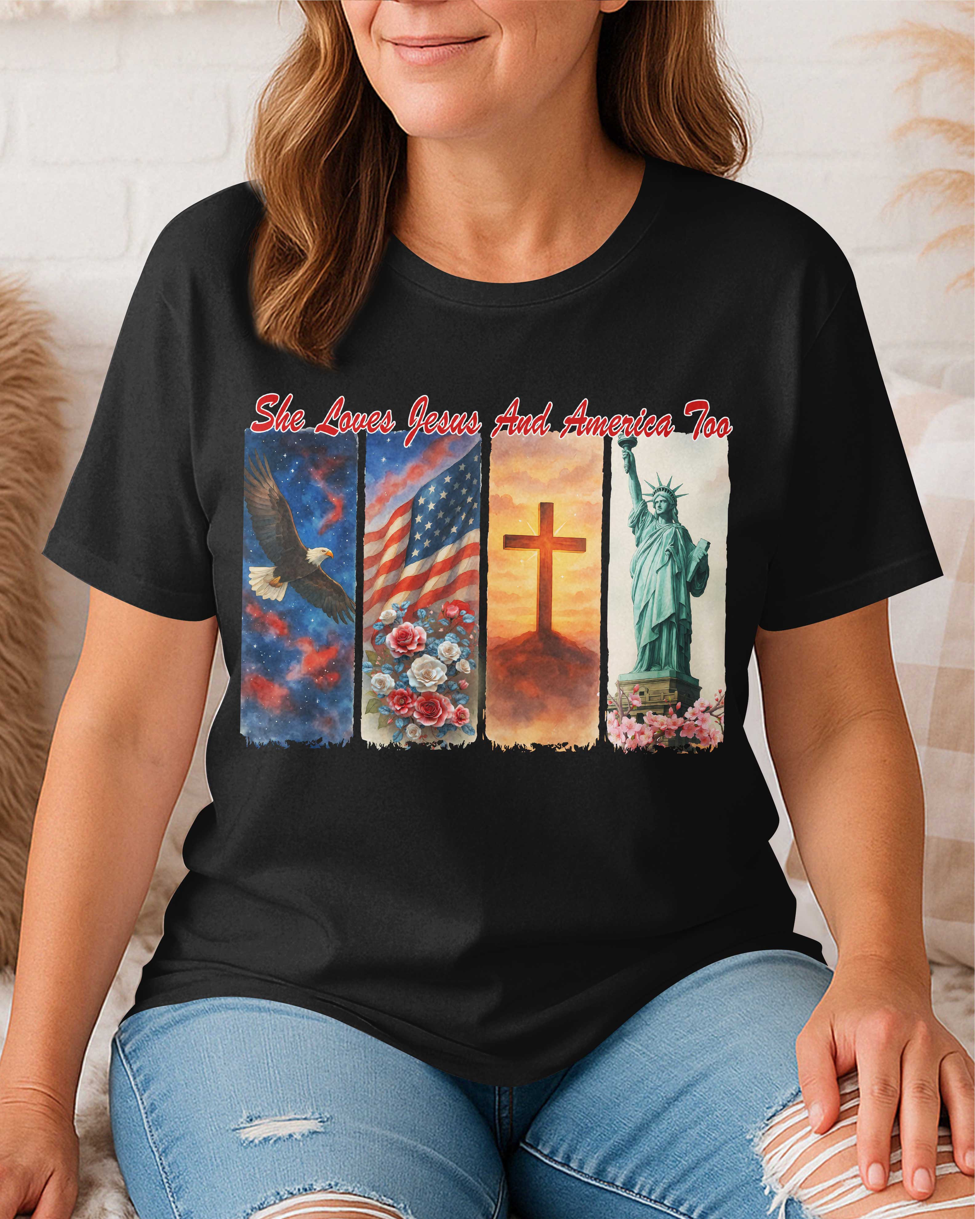 She Loves Jesus and America Too T-Shirt