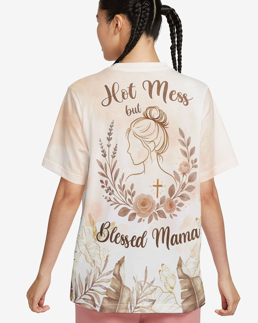 Hot Mess but Blessed Mama All Over Print T-shirt