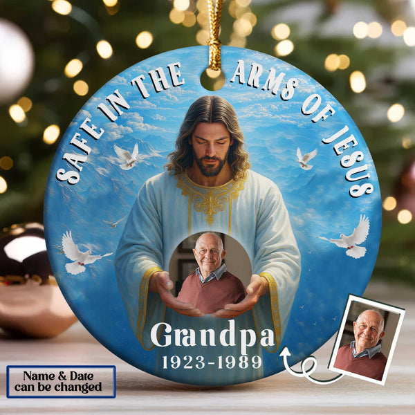 Safe In The Arms Of Jesus Personalized Ornament