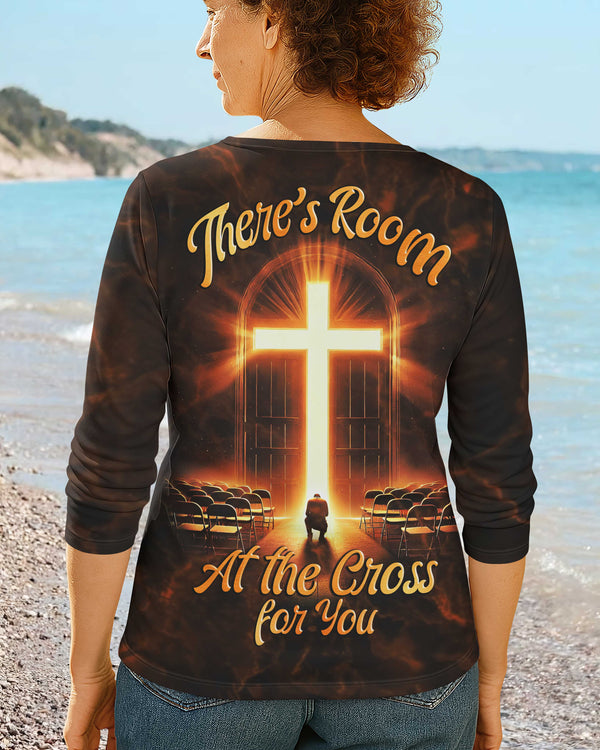 There's Room At The Cross For You All Over Print V-neck Long Sleeves Shirt