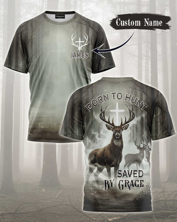 Born To Hunt Saved By Grace All Over Print Custom Name T-Shirt
