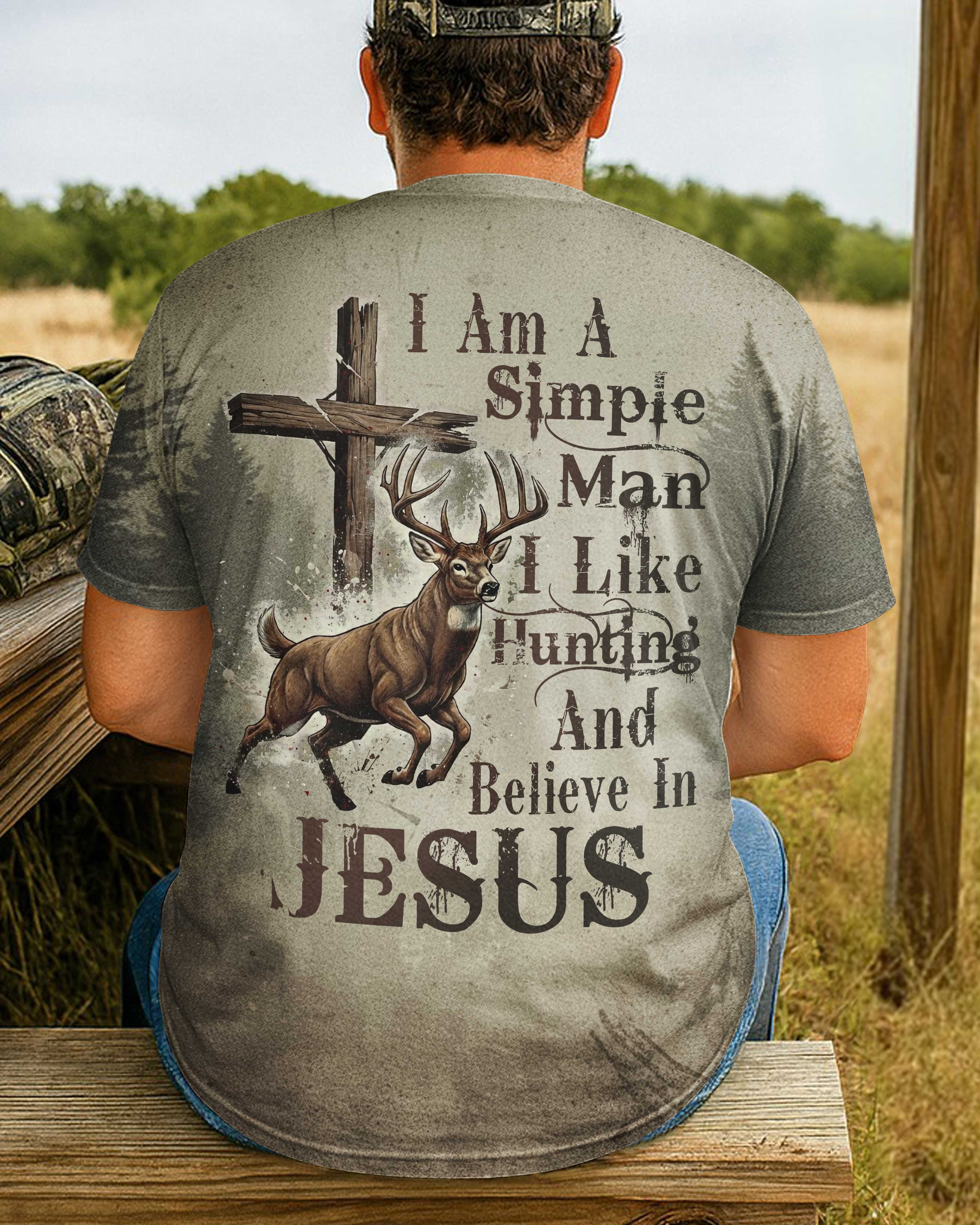 I Like Hunting And Believe In Jesus All Over Print Custom Name T-Shirt