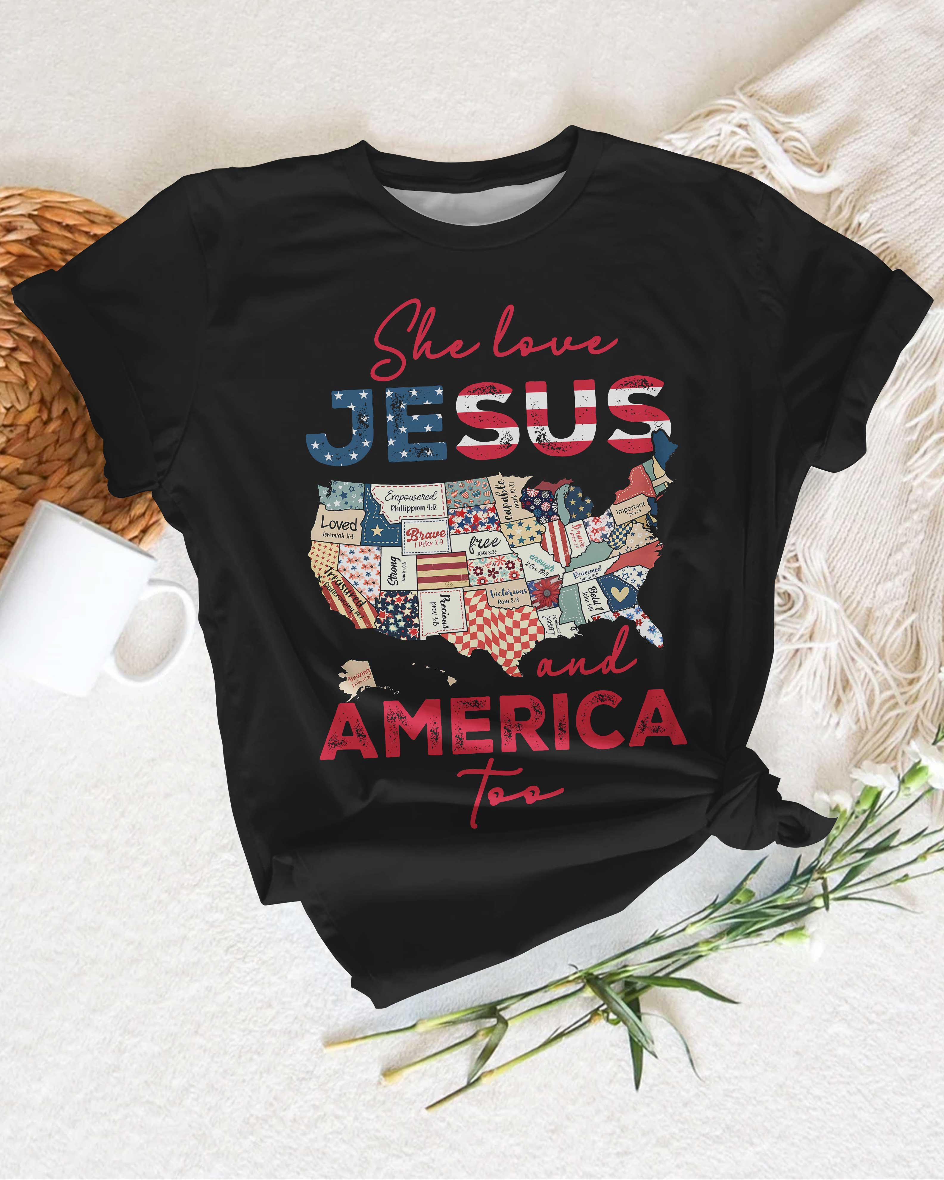 She Loves Jesus and America Too T-Shirt