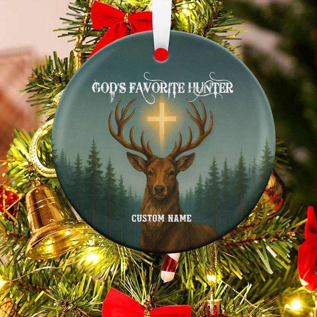 God Favorite Hunter Personalized Ceramic Ornament, Custom Name