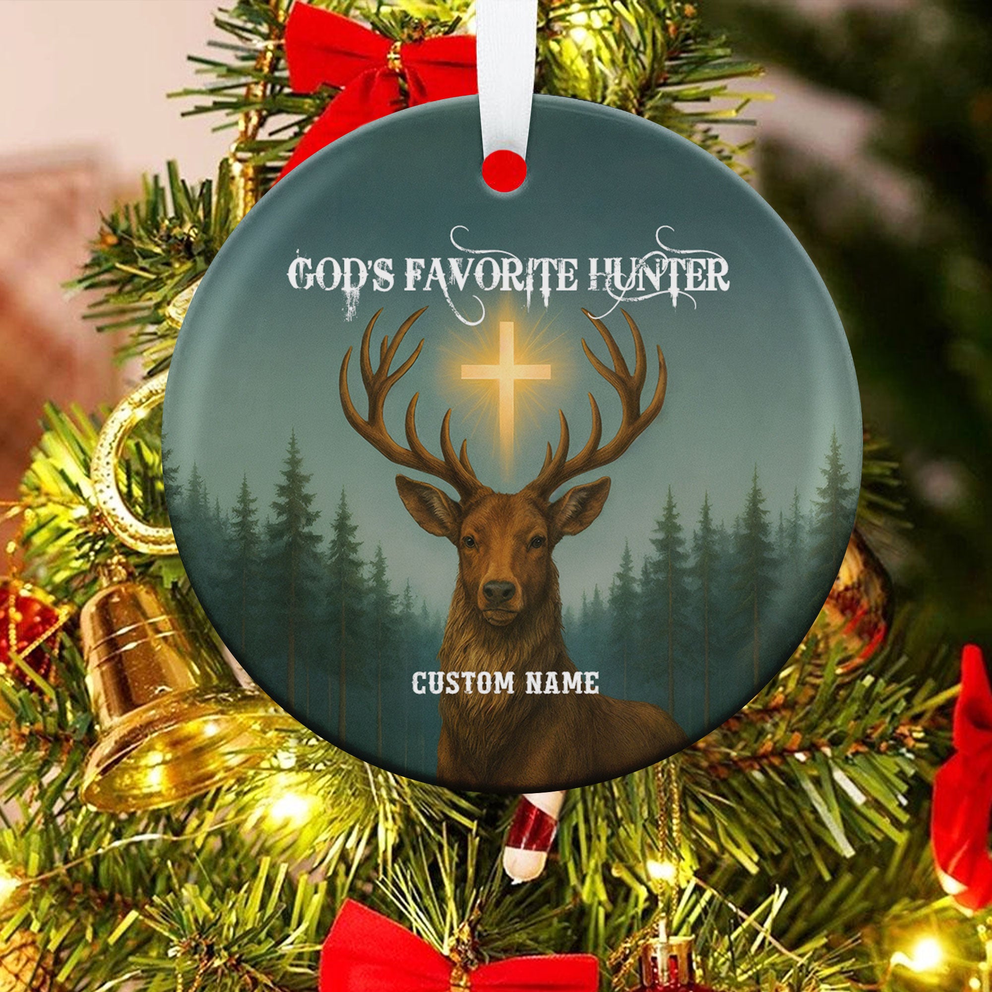 God Favorite Hunter Personalized Ceramic Ornament, Custom Name