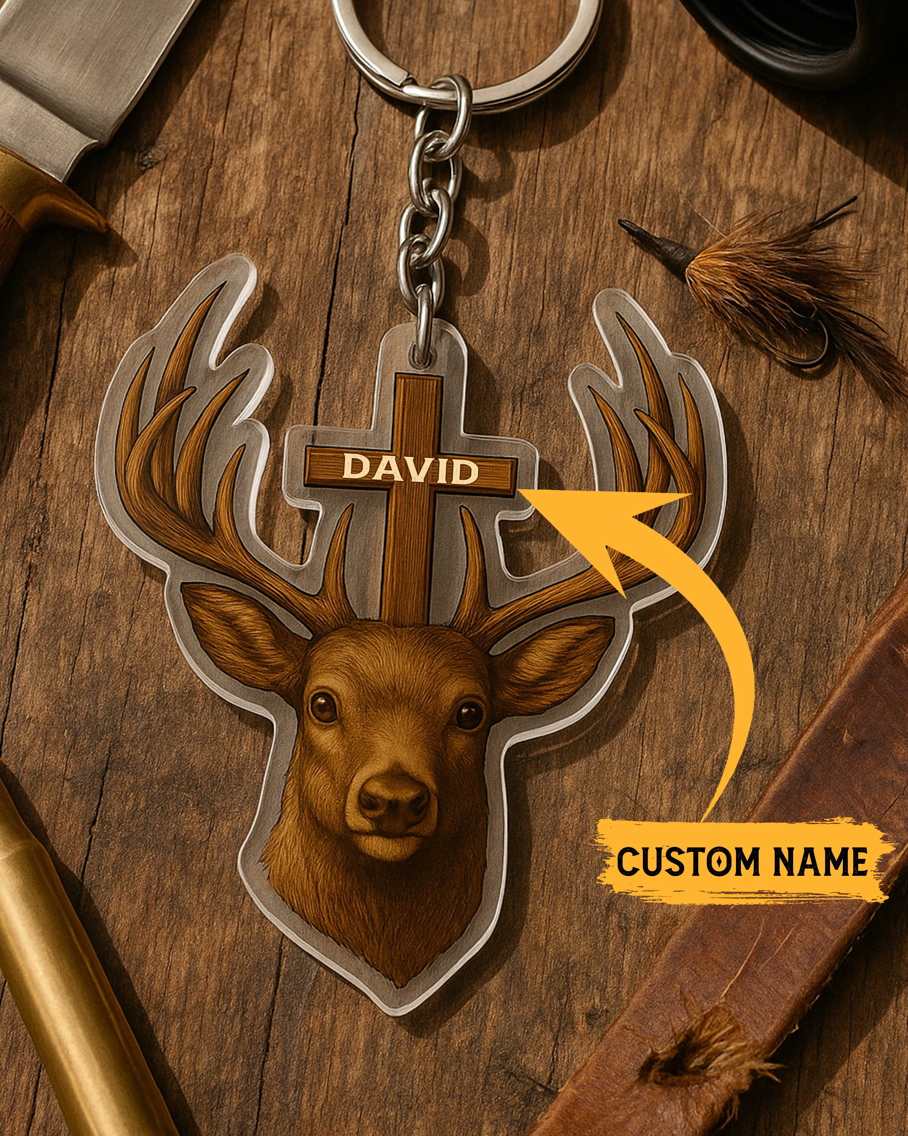 Hunting in my veins Jesus in my heart Personalized Keychain