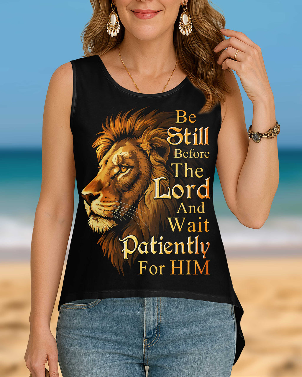 Be Still Before The Lord Cut Out Wrap Back Tank Top