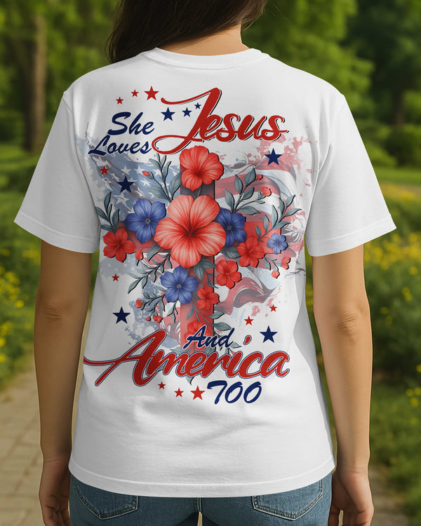 She Loves Jesus And America Too All Over Print T-Shirt