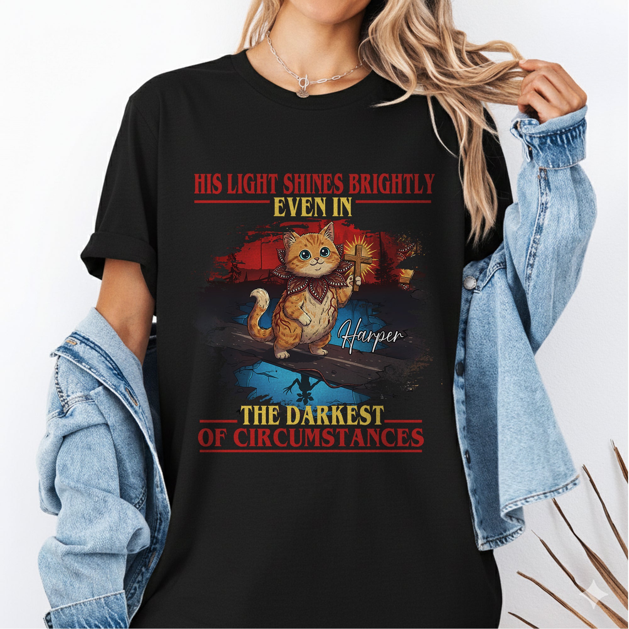His Light Shines Brightly Even In The Darkest Of Circumstances Harper T-Shirt