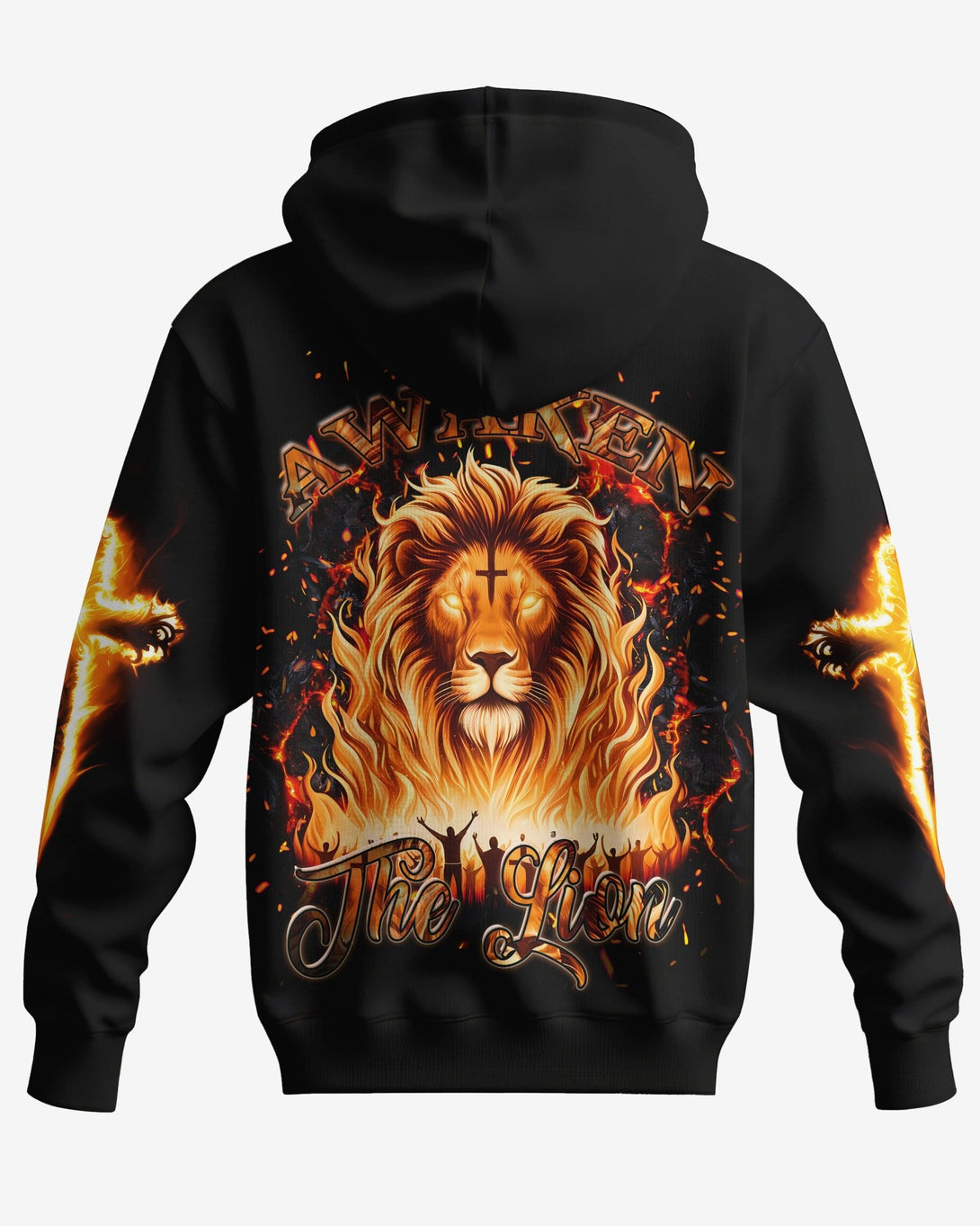 Awaken The Lion All Over Print Zip Hoodie - Christ Color
