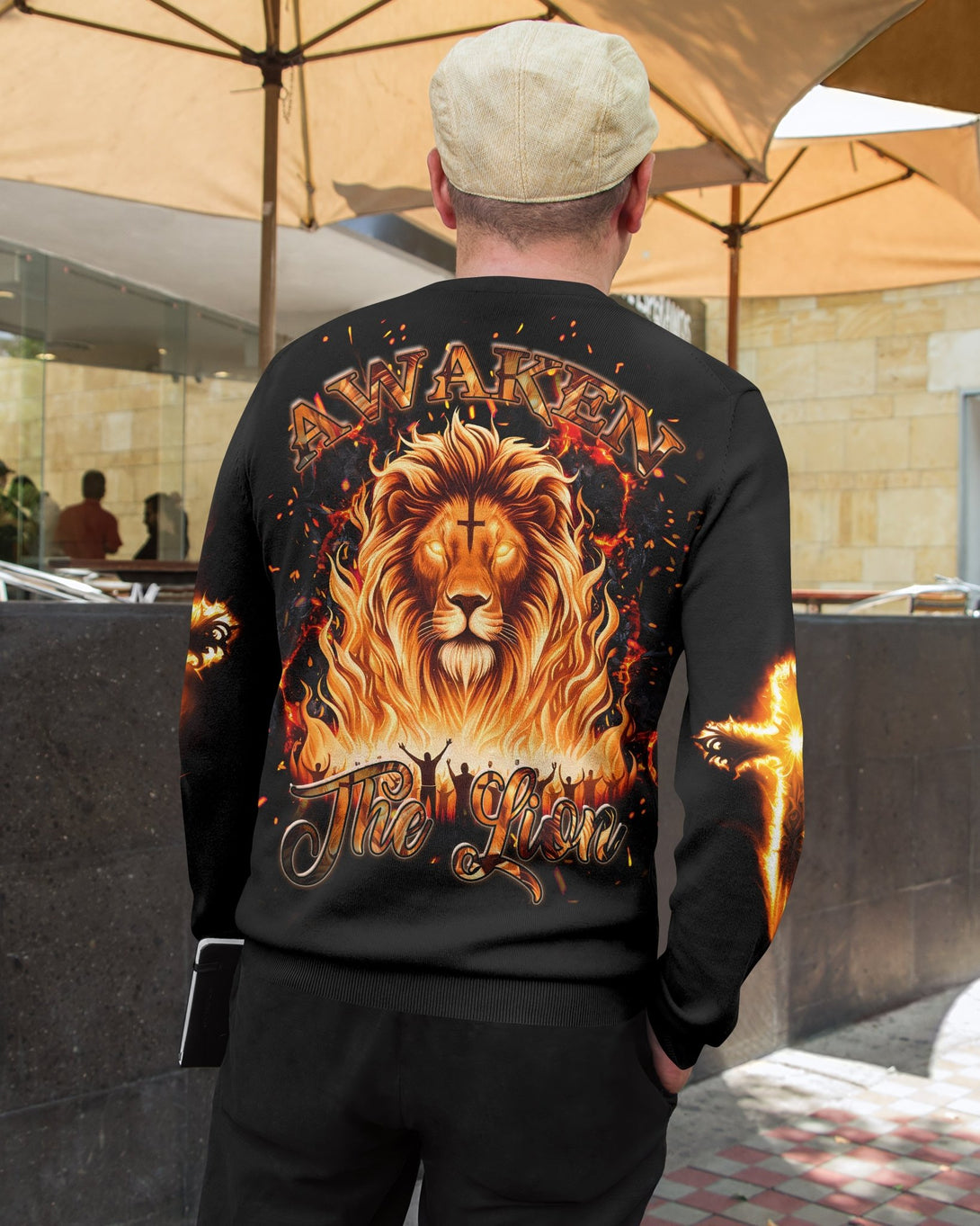Awaken The Lion All Over Print Sweater - Christ Color