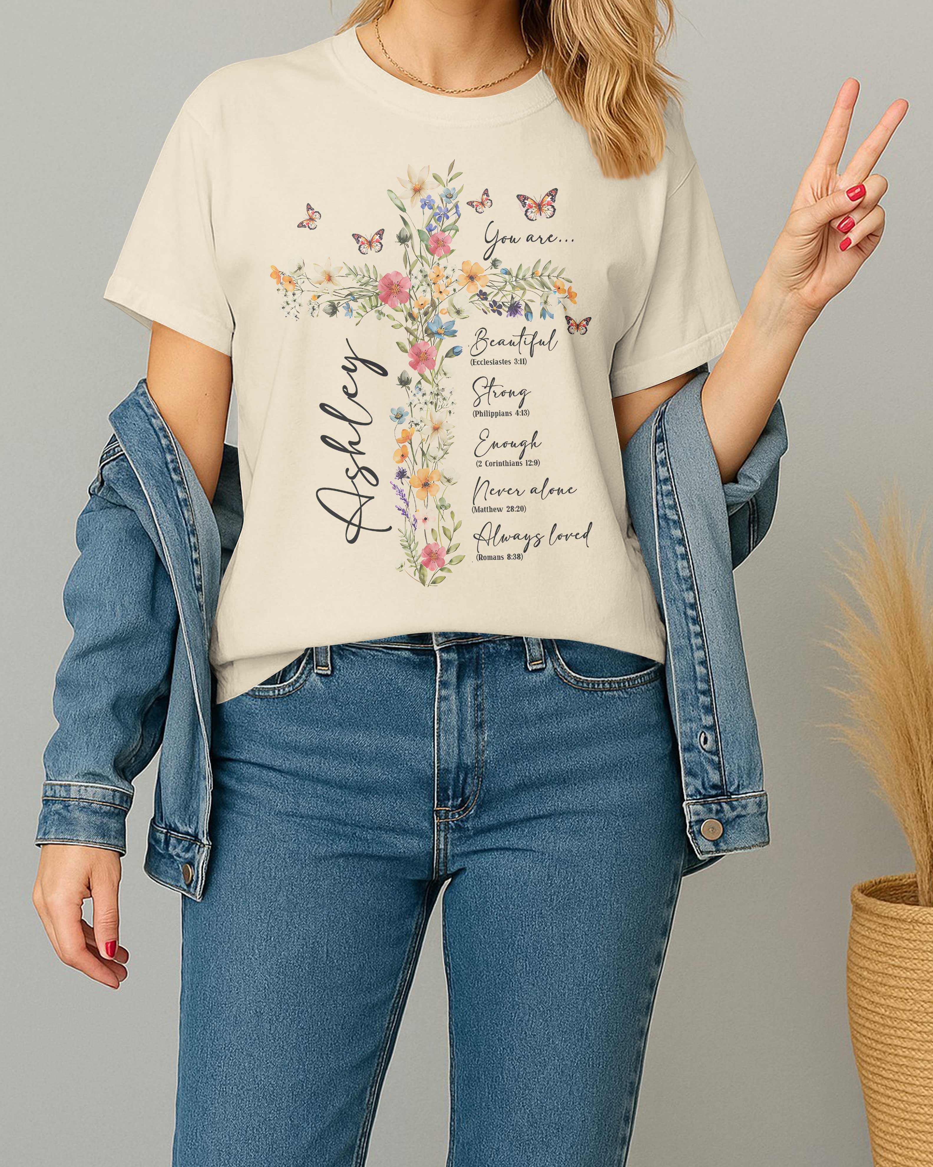 Personalized You Are T-Shirt, Floral Christian Gift for Her, Gift For Catholics