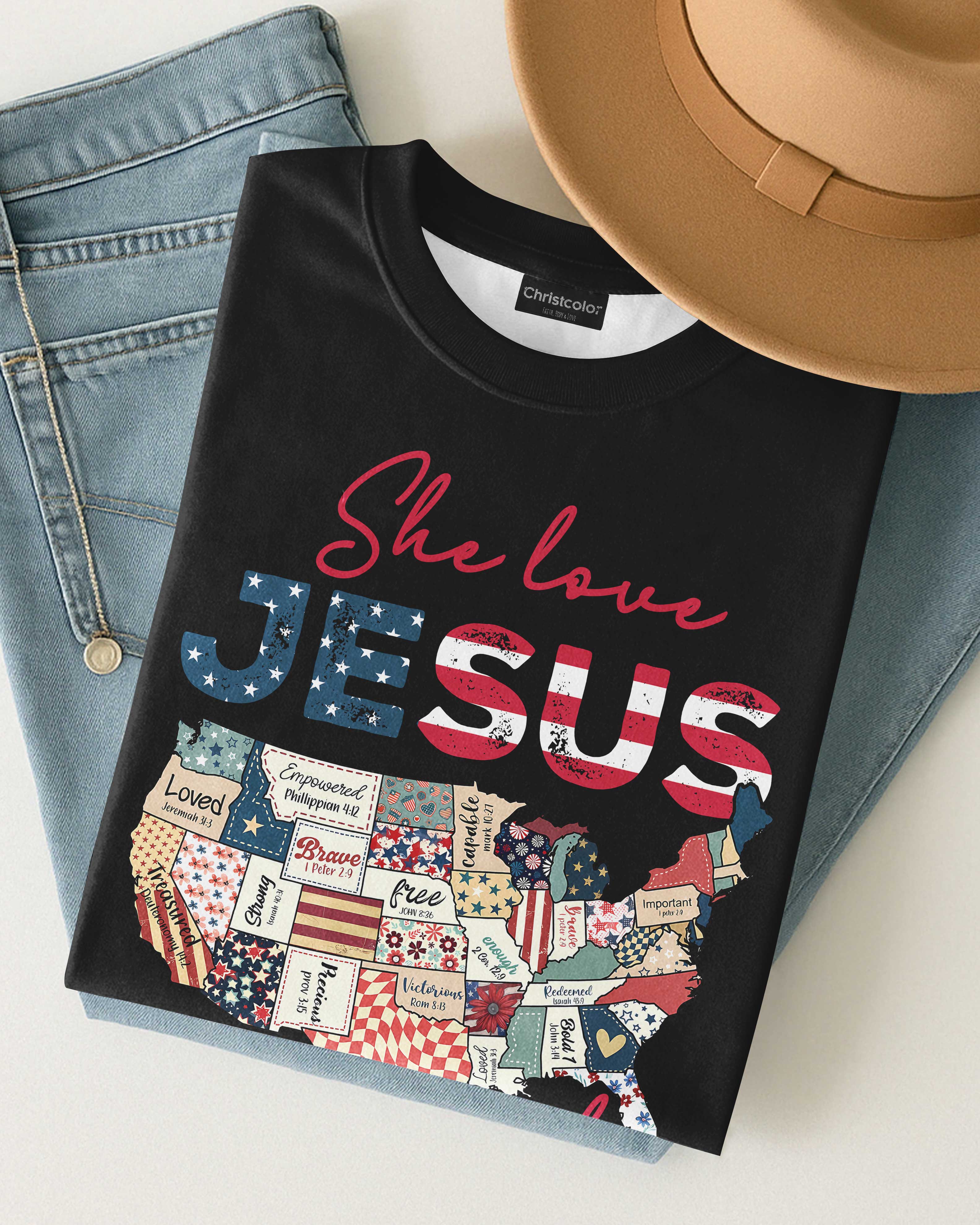 She Loves Jesus and America Too T-Shirt