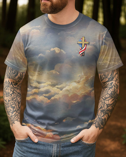 Red, White and Blessed All Over Print T-shirt