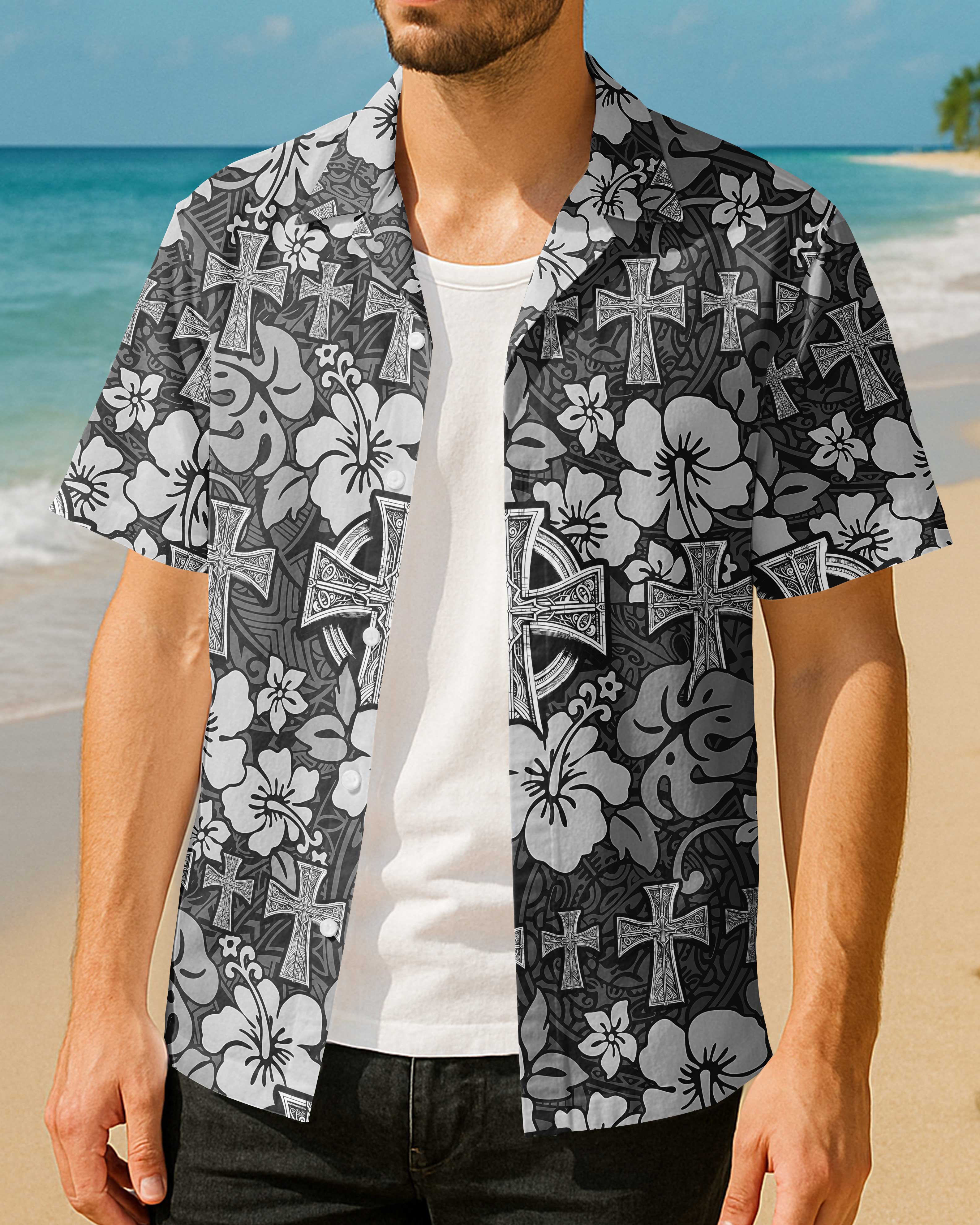 Celtic Cross Hibiscus Hawaiian T-Shirt