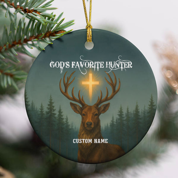 God Favorite Hunter Personalized Ceramic Ornament, Custom Name