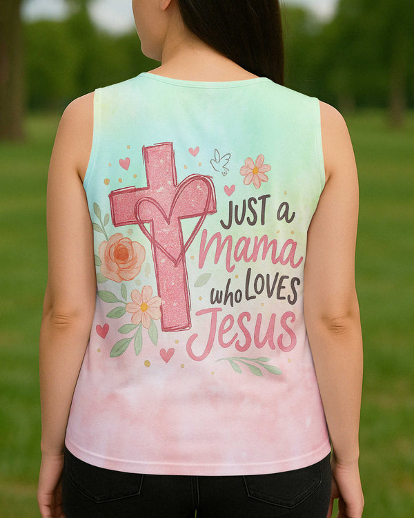 Just a Mama Who Loves Jesus All Over Print V-neck Tank Top