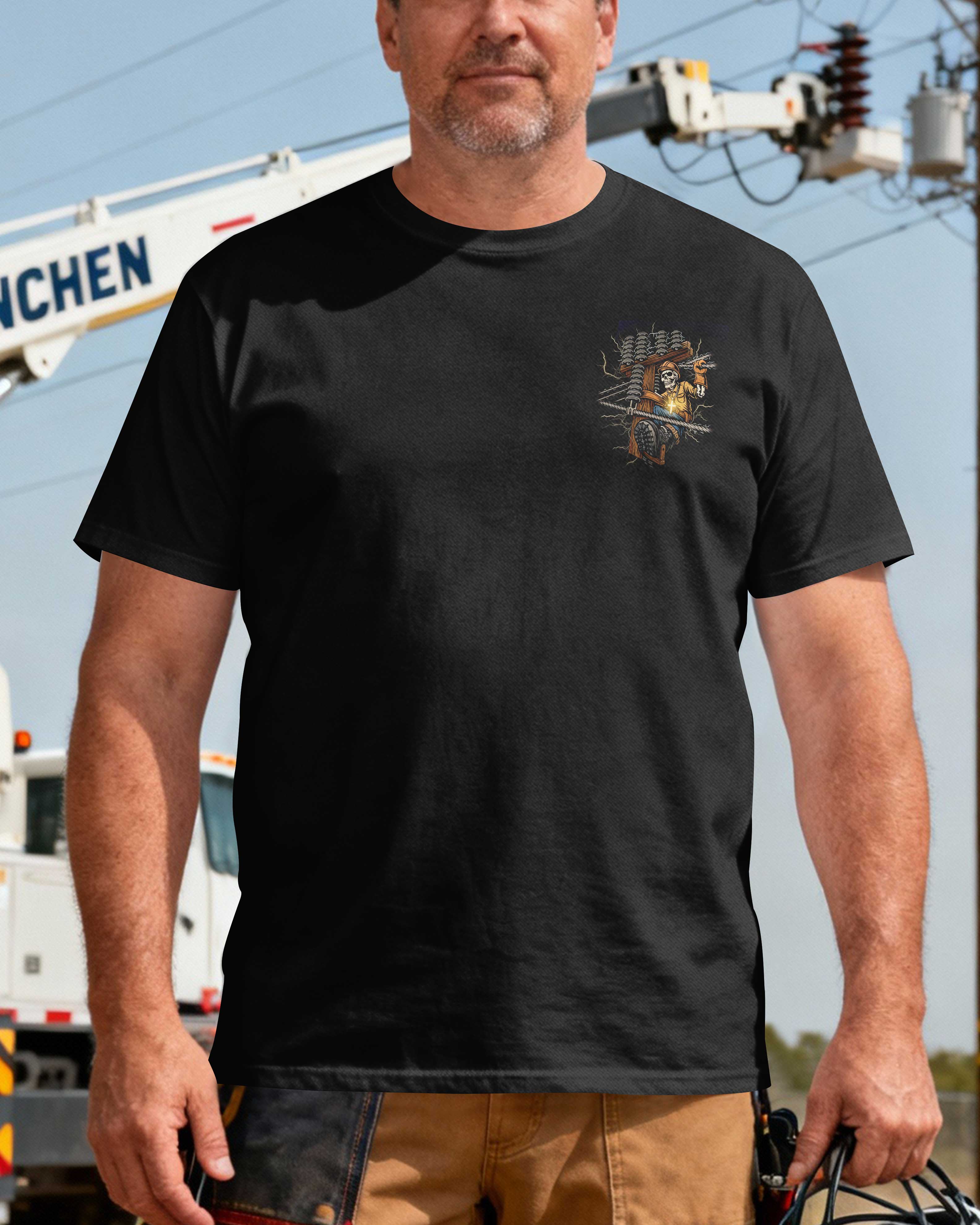 Lineman Protected By Faith Powered By God T-Shirt