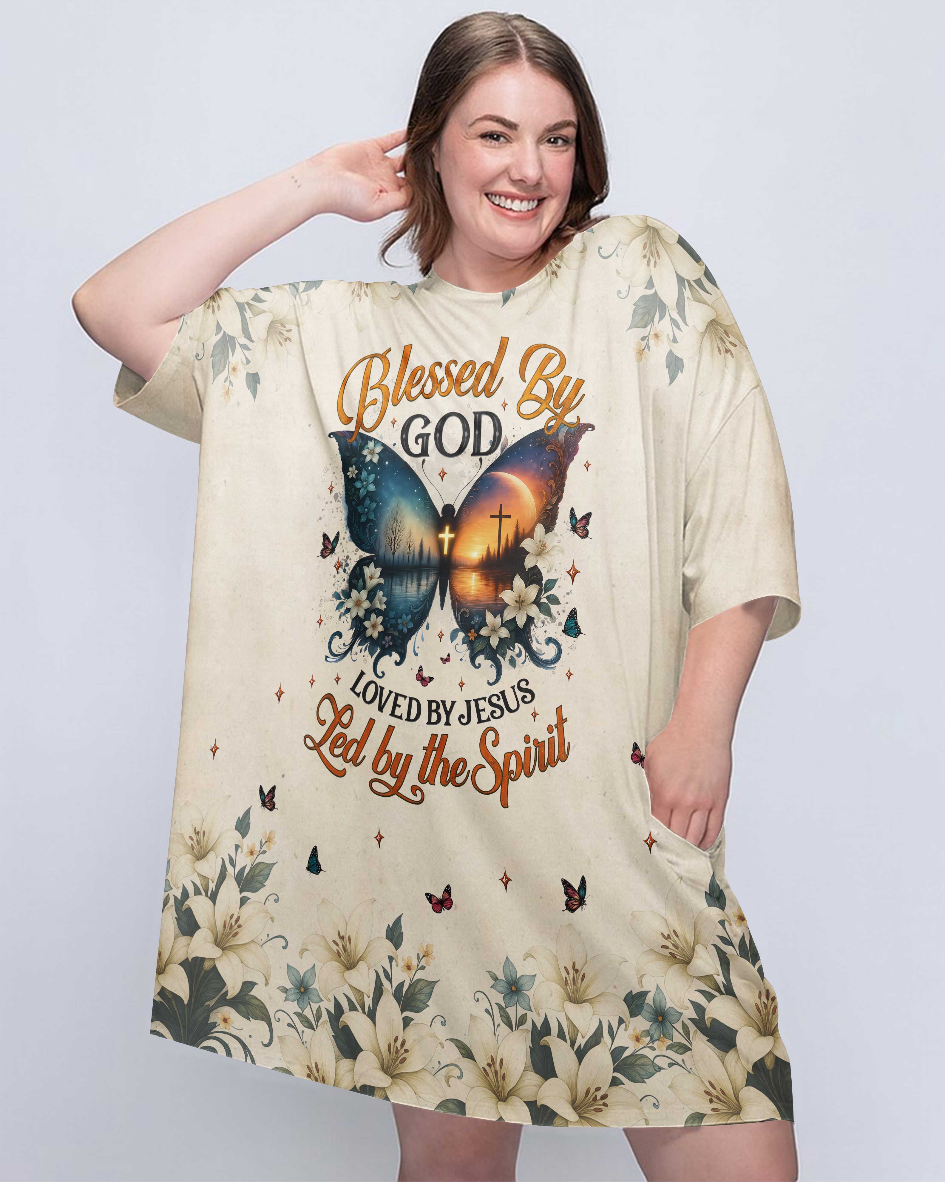 Blessed By God Loved By Jesus Led By The Spirit Sleep Tee