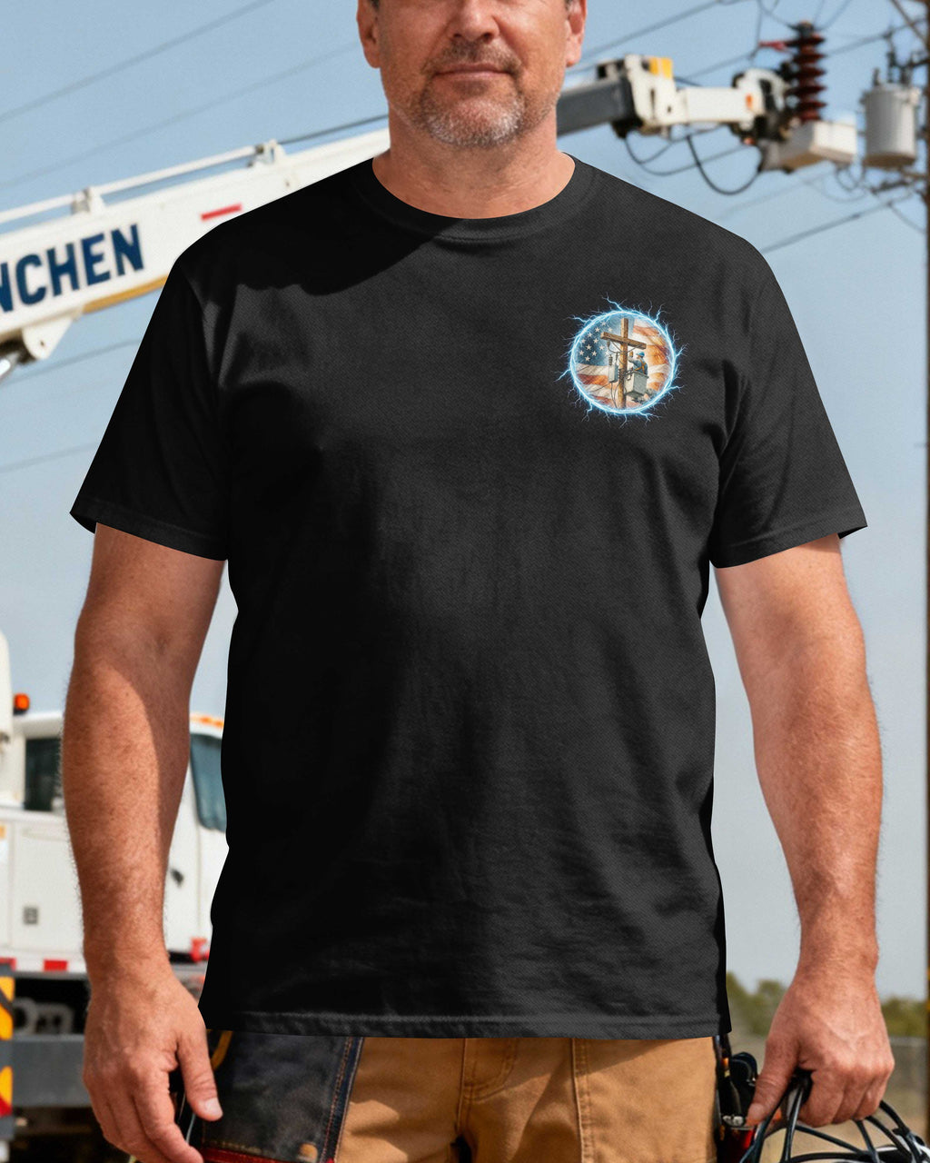 Lineman Born Raised And Protected T-Shirt