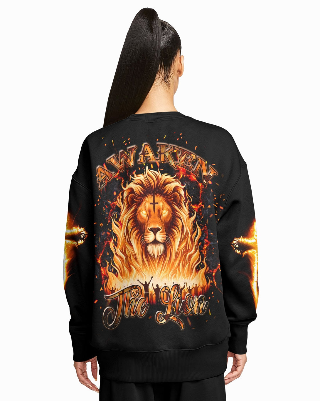 Awaken The Lion All Over Print Sweater - Christ Color