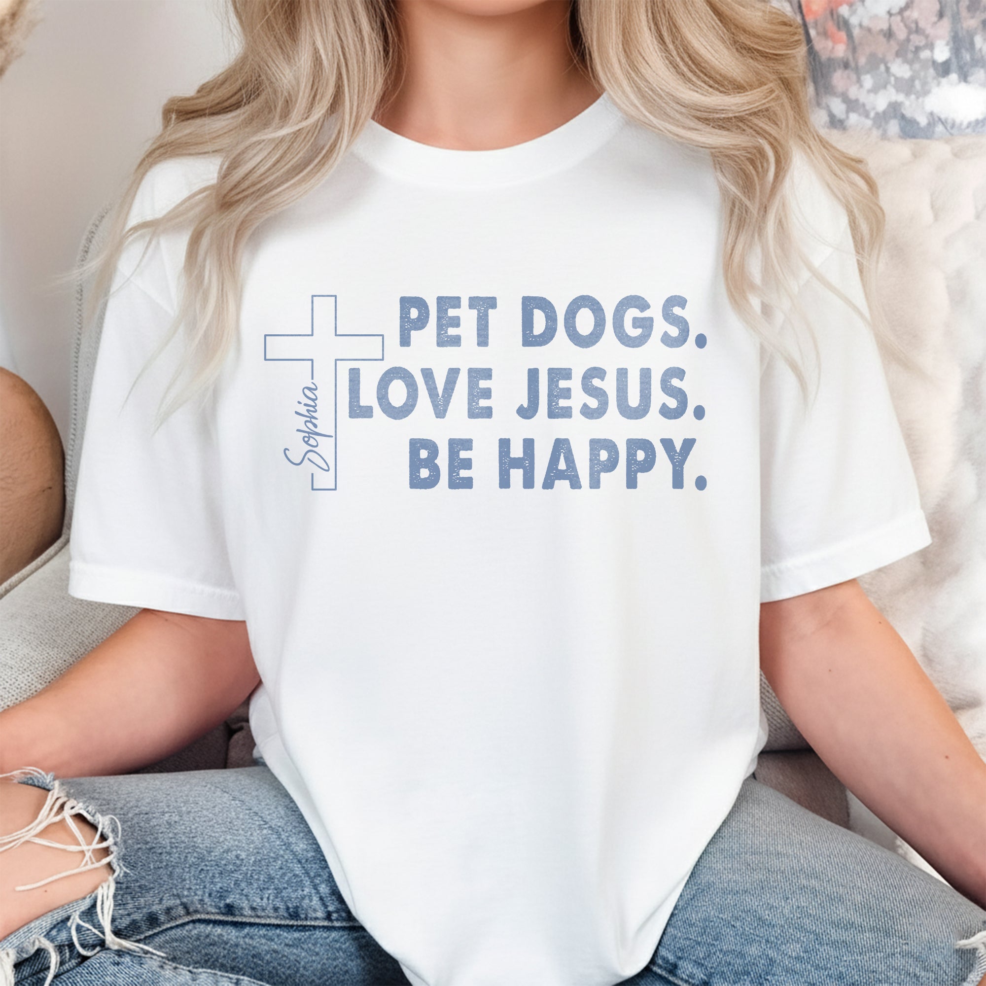 Pet Dogs Love Jesus Be Happy T-Shirt